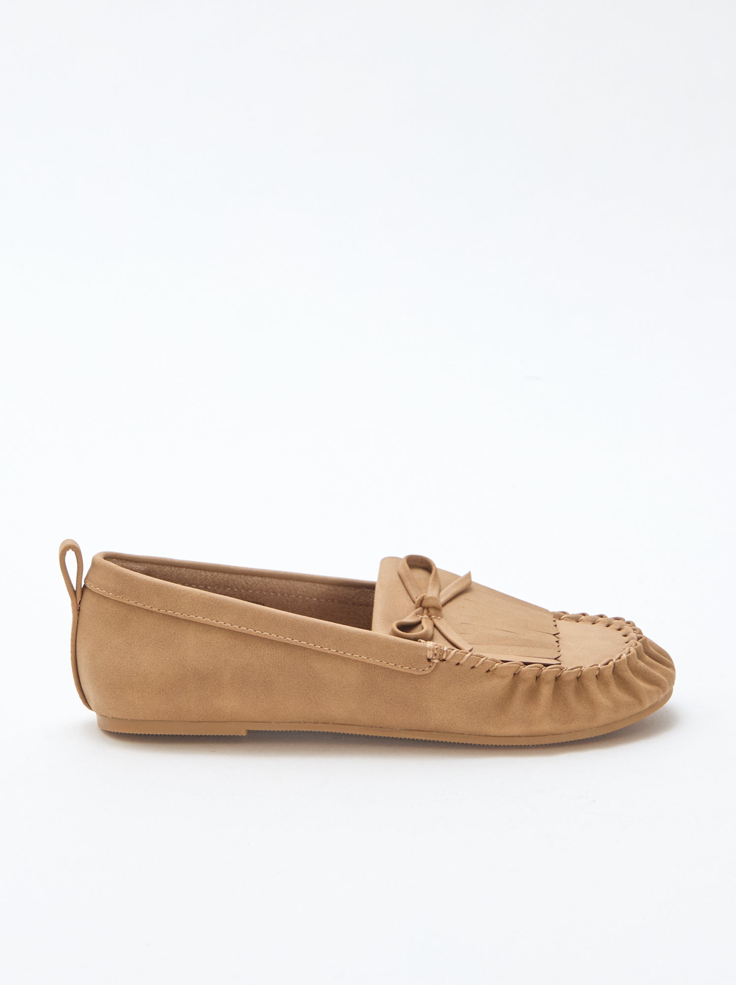 Mocassins suédine avec frange - Beige