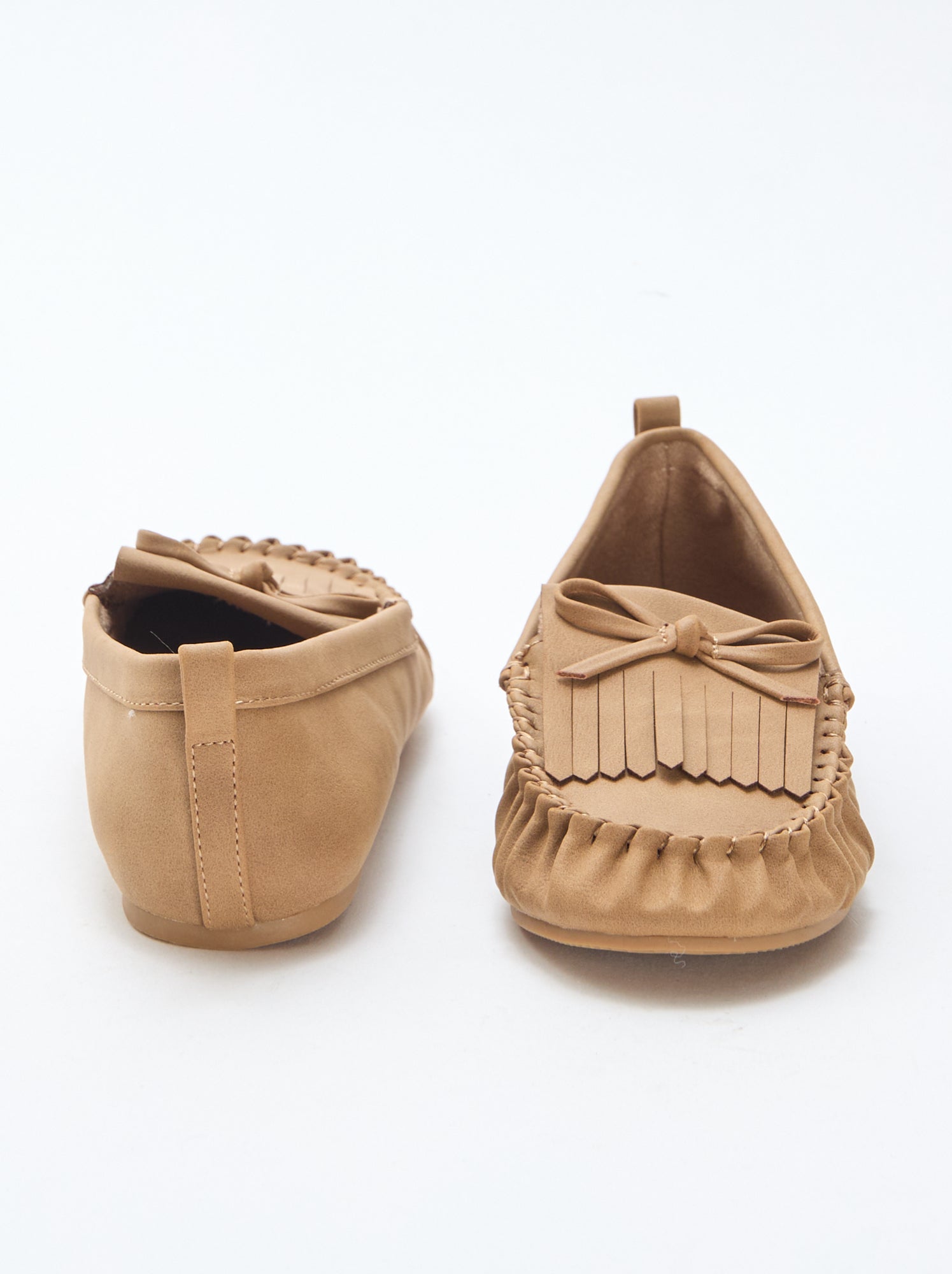 Mocassins suédine avec frange - Beige