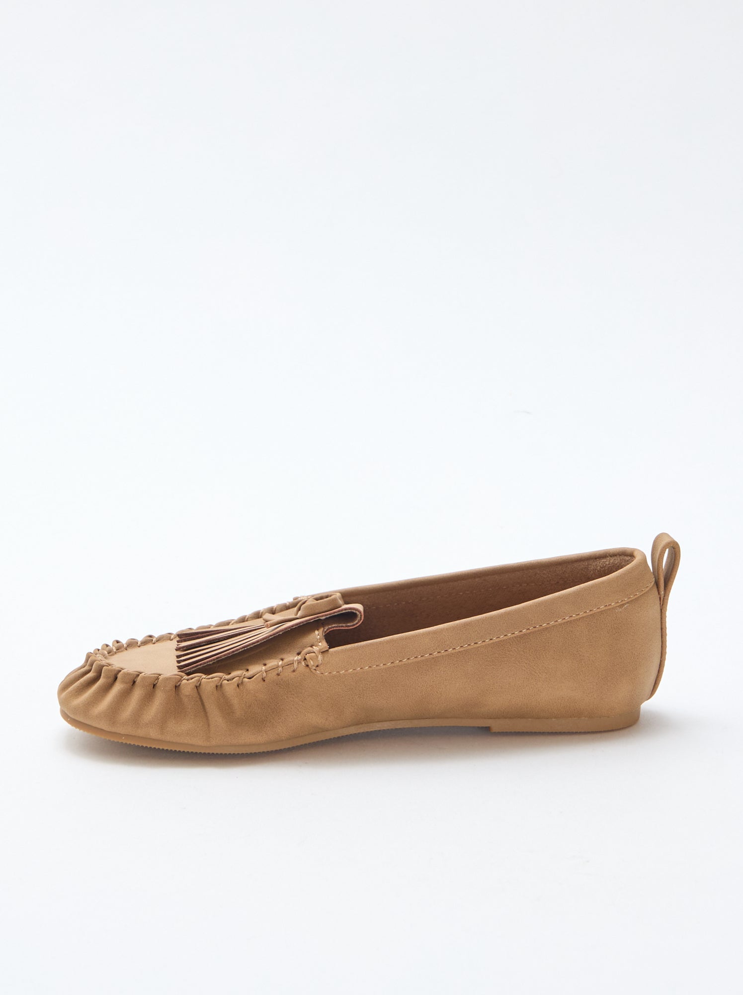 Mocassins suédine avec frange - Beige