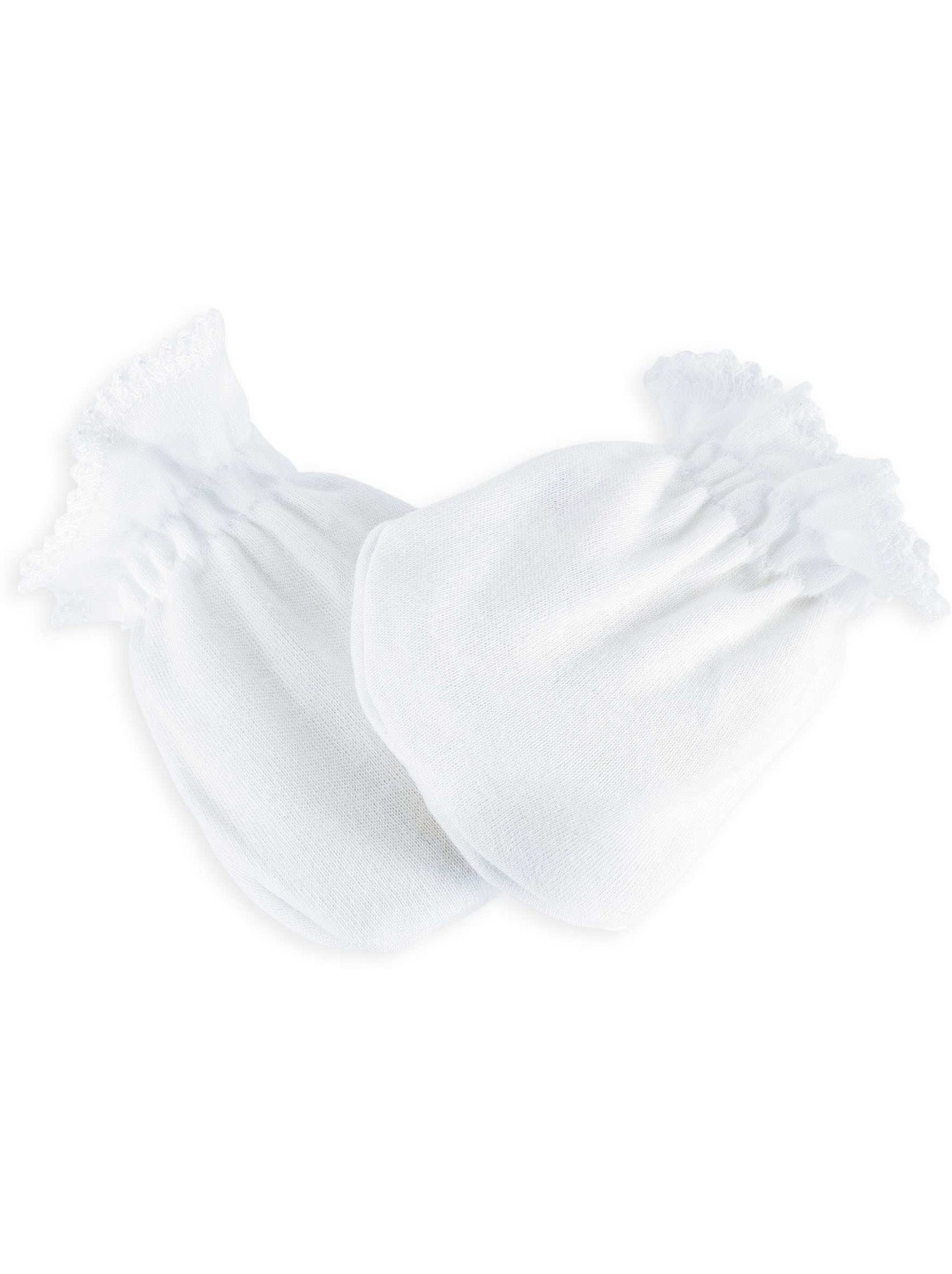 Moufles de naissance en coton blanches - Blanc