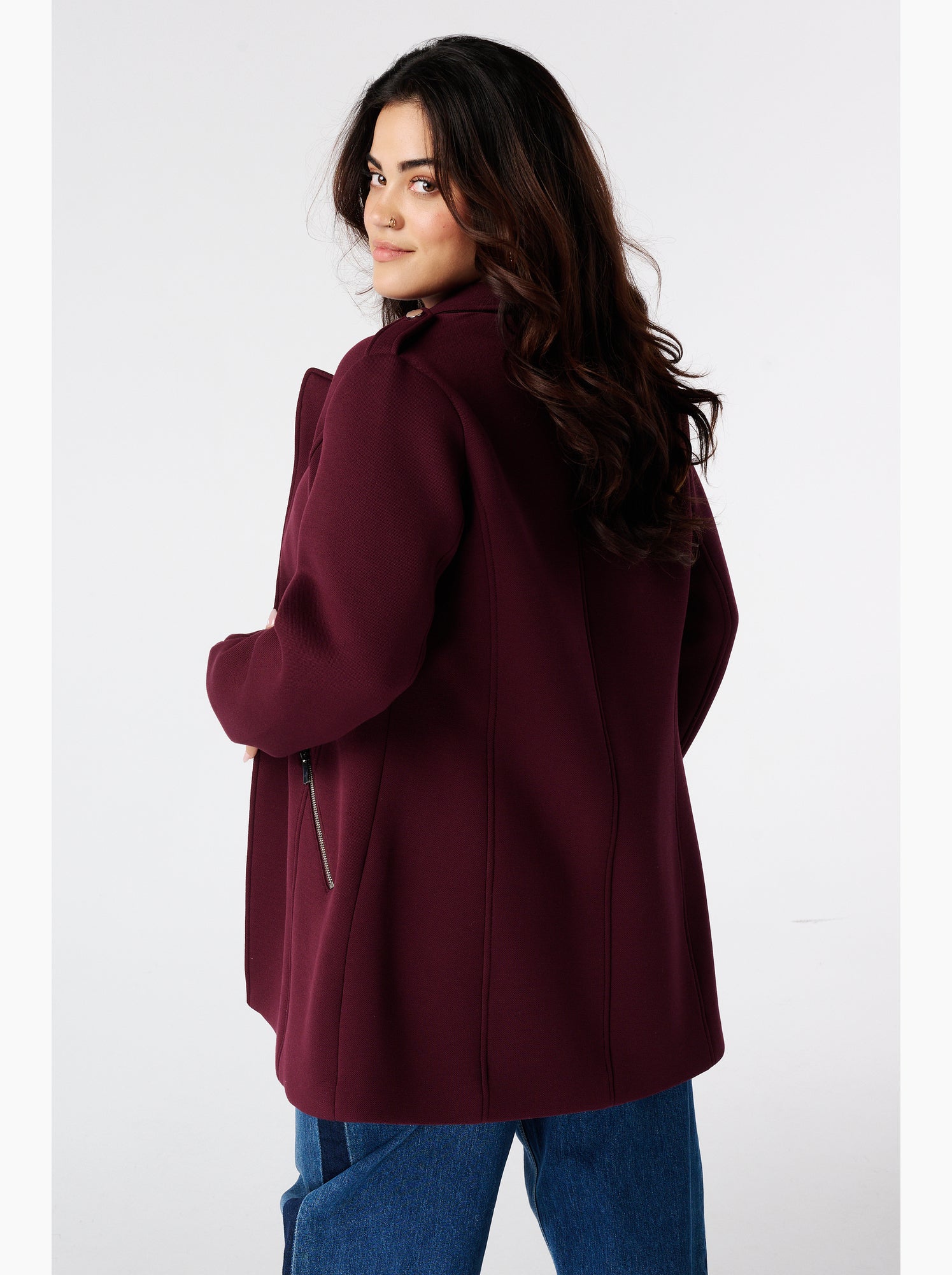 Ms mode manteau à fermeture éclair - Bordeaux