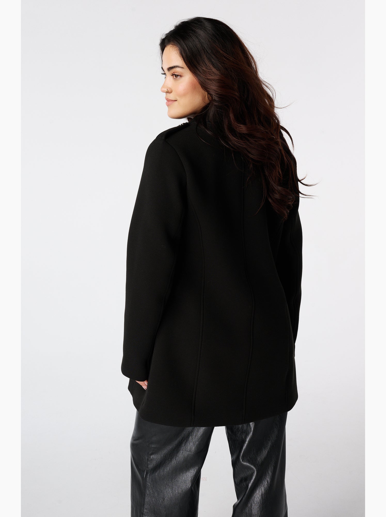 Ms mode manteau à fermeture éclair - Noir