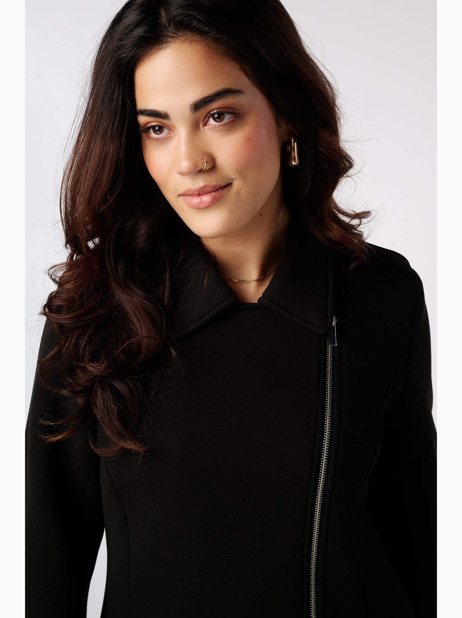 Ms mode manteau à fermeture éclair - Noir