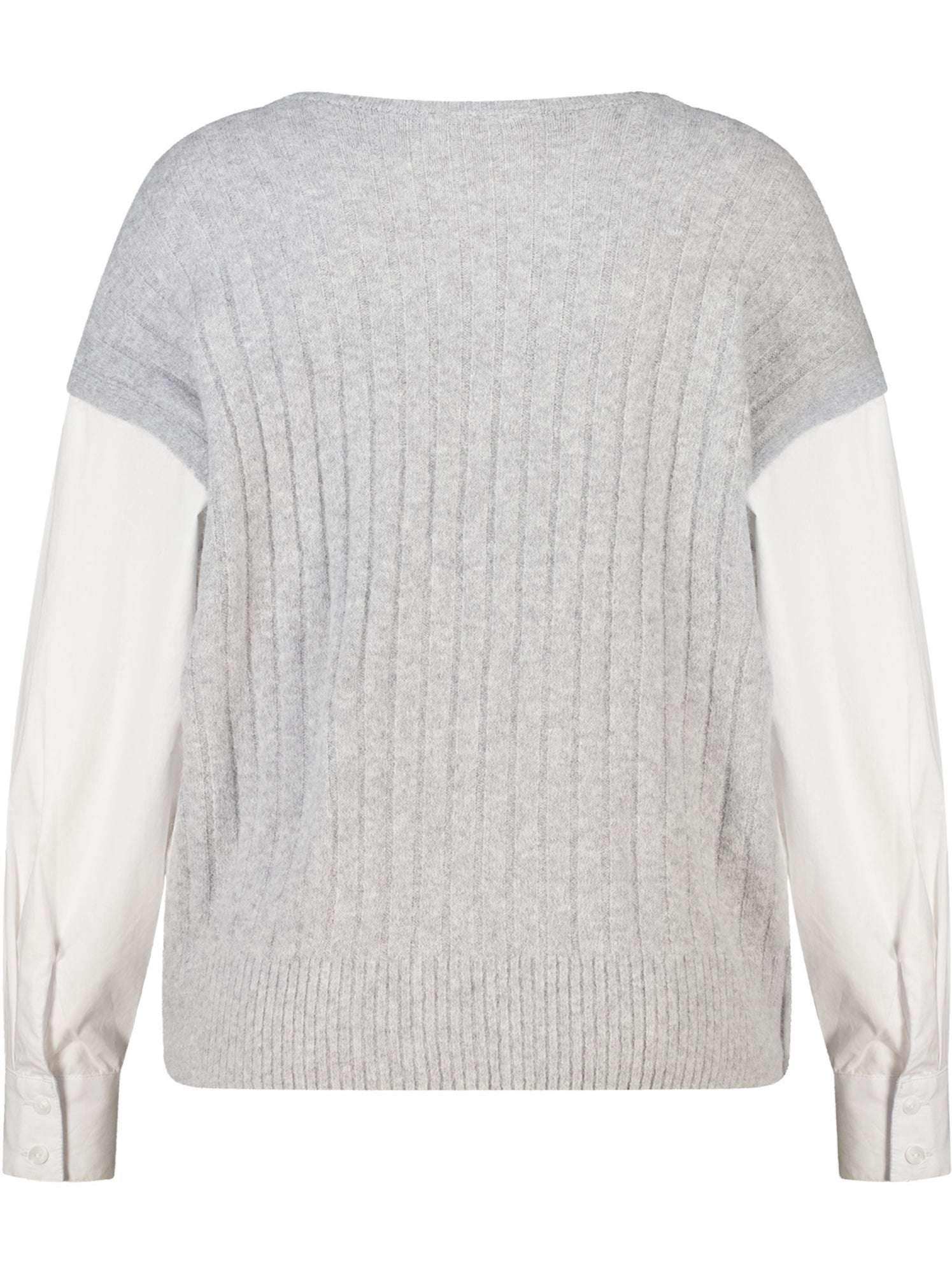 Ms mode pull avec manches de blouse contrastantes - Gris