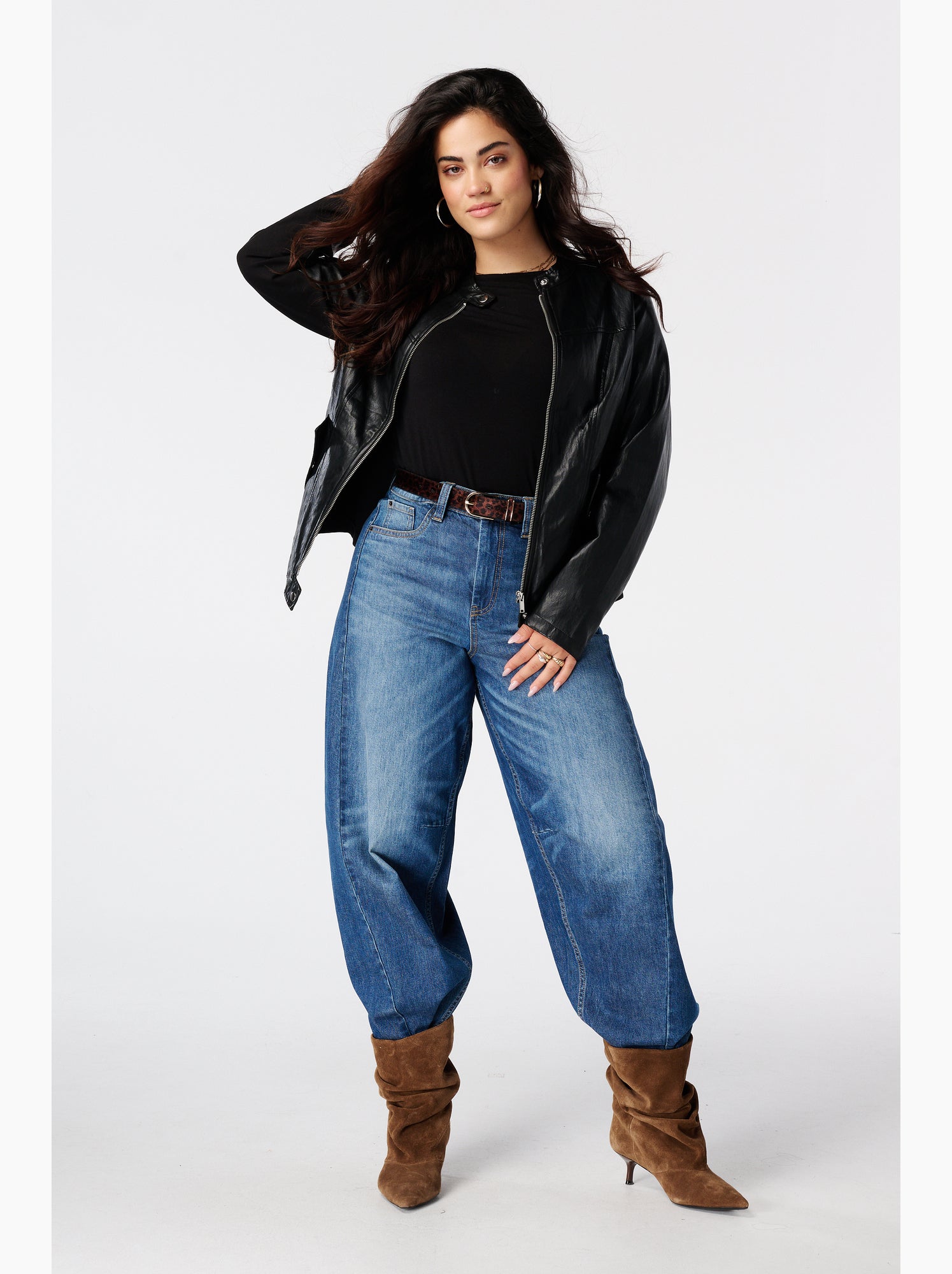 Ms mode veste en similicuir - Noir