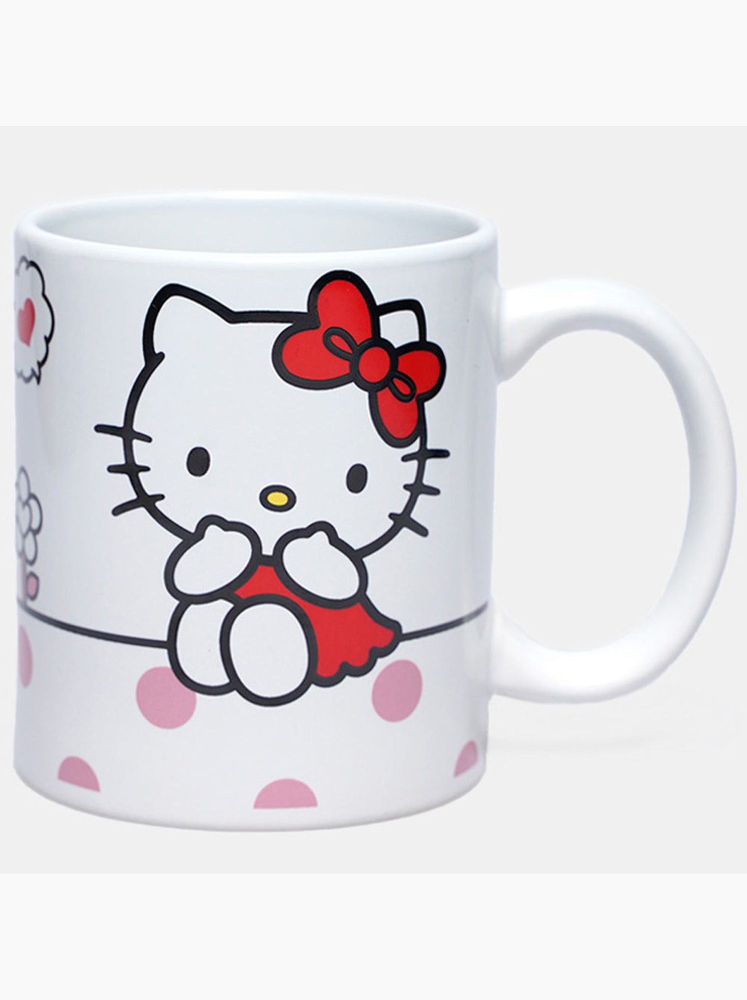 Mug en céramique 'hello kitty' 320 ml – imprimé et nœud rouge - Blanc