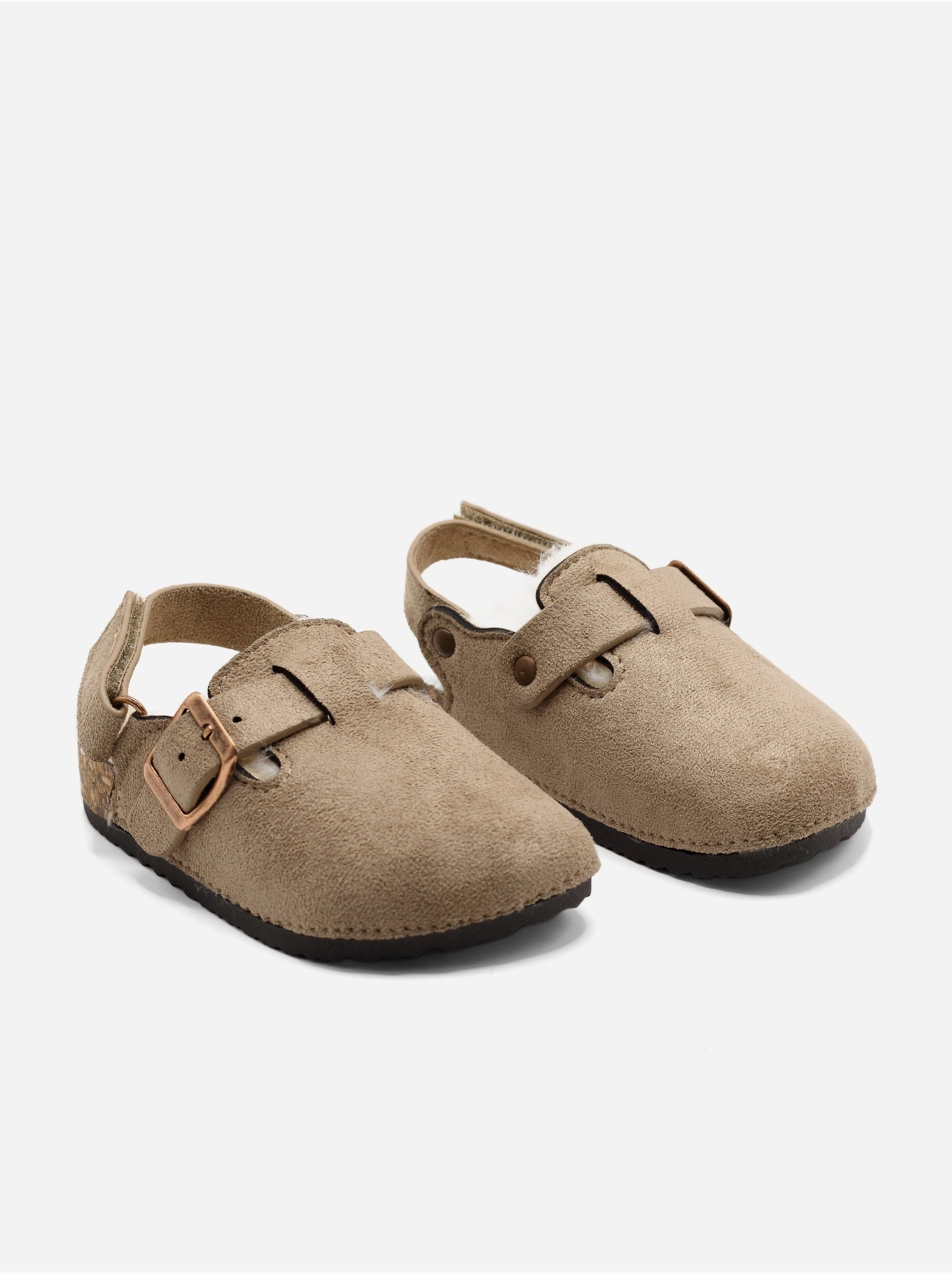 Mules bébé fourrées - Taupe