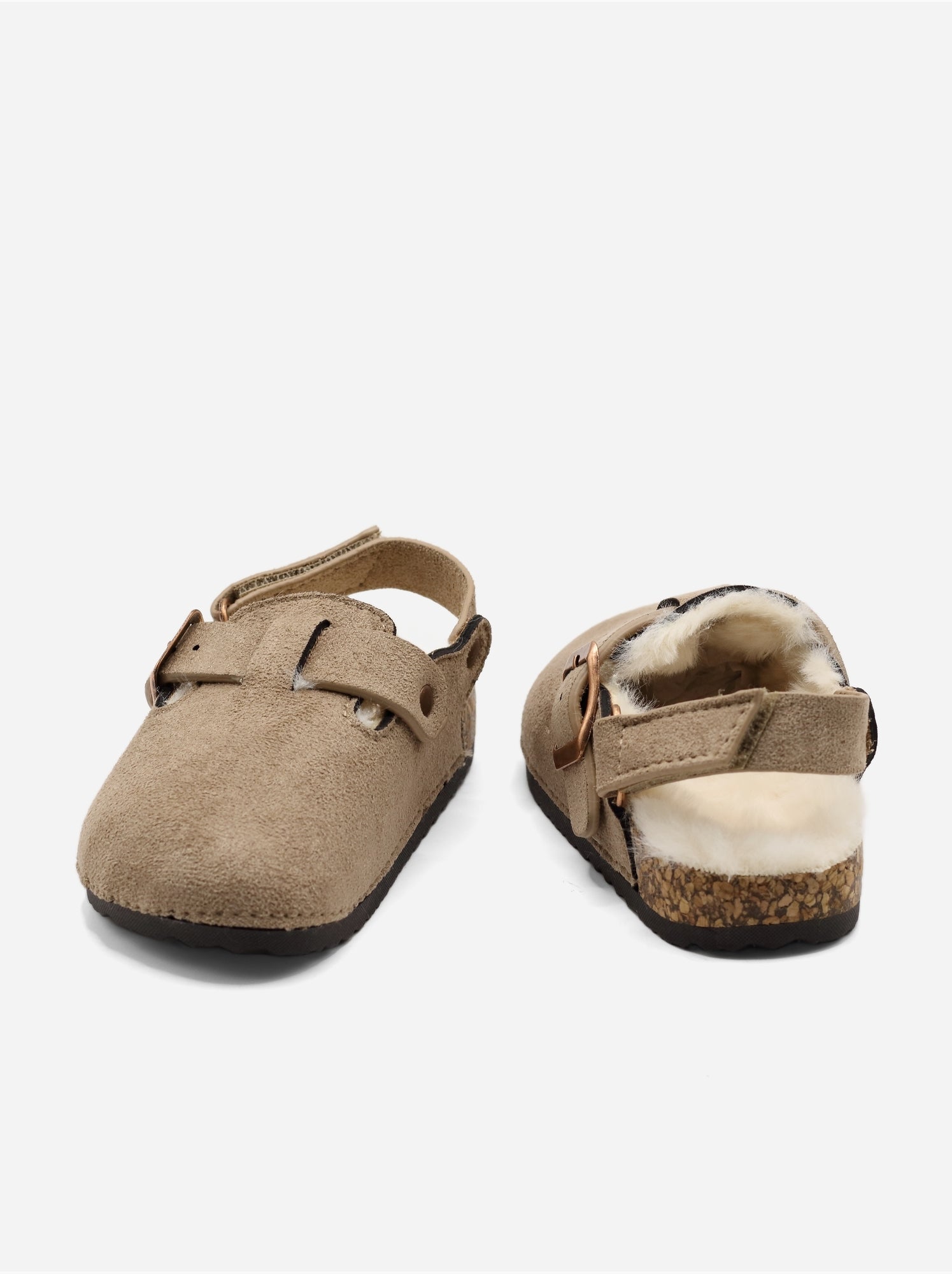 Mules bébé fourrées - Taupe