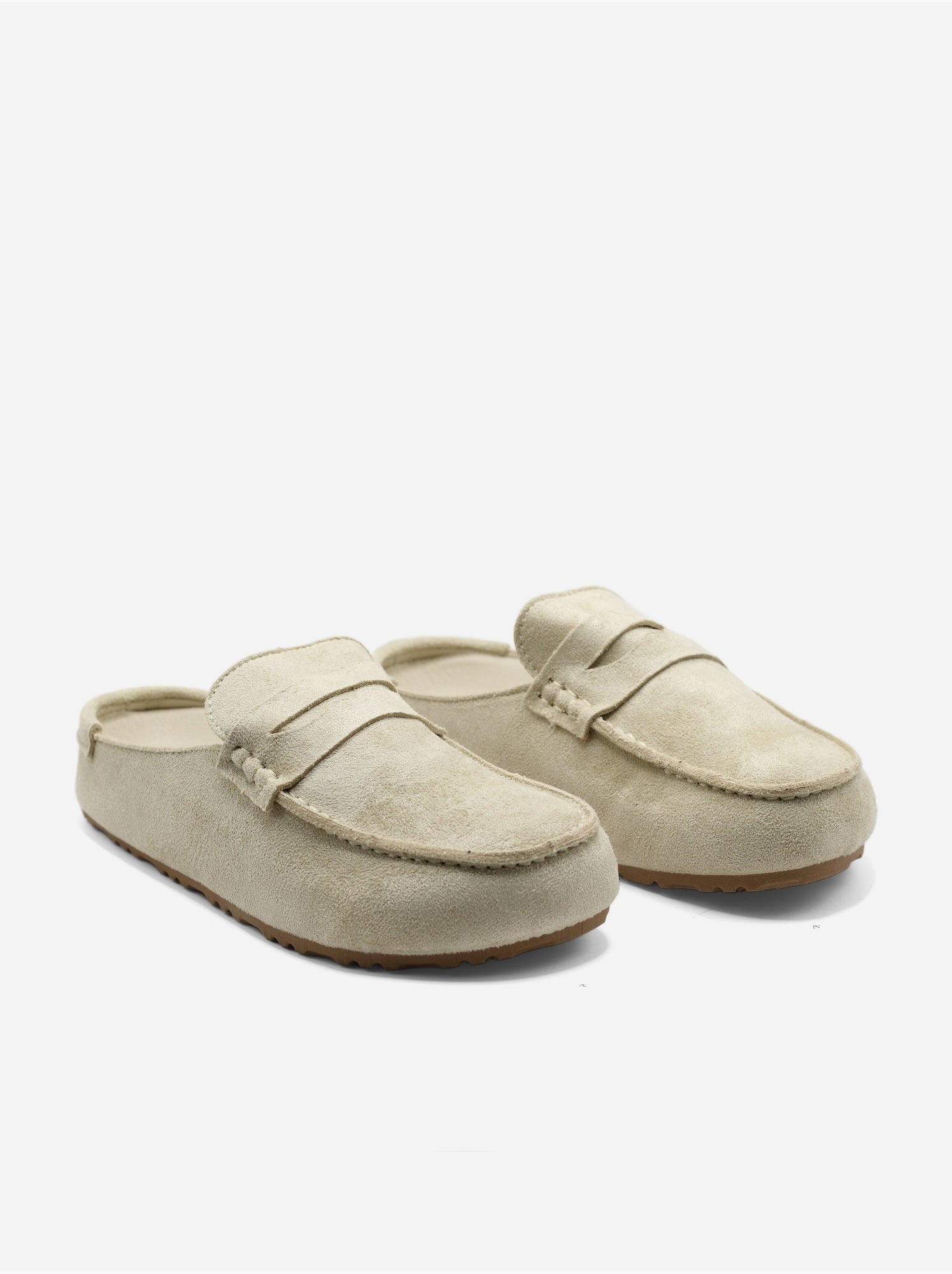 Mules effet daim - Crème