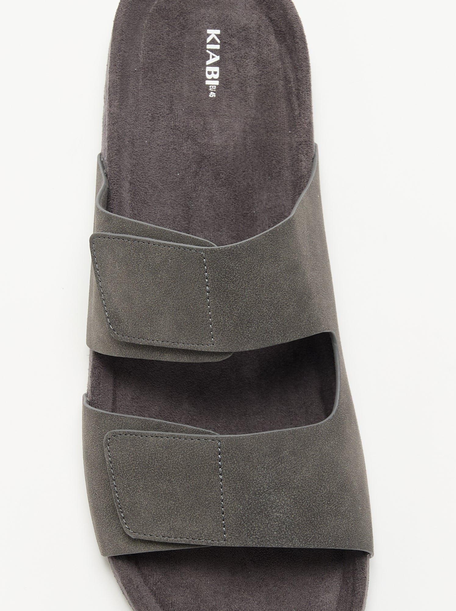 Mules en suédine avec brides à scratch - Gris