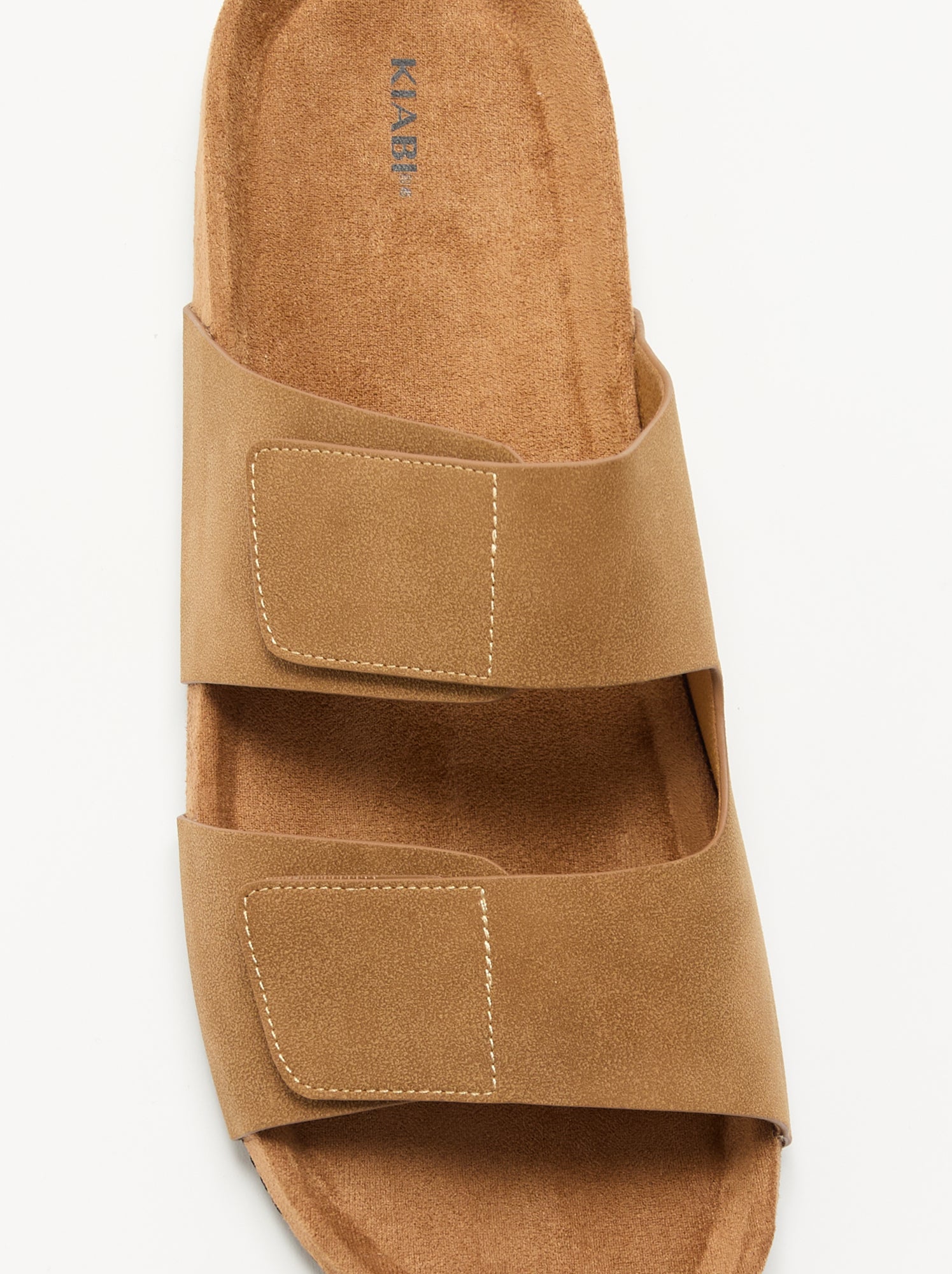 Mules en suédine avec brides à scratch - Marron