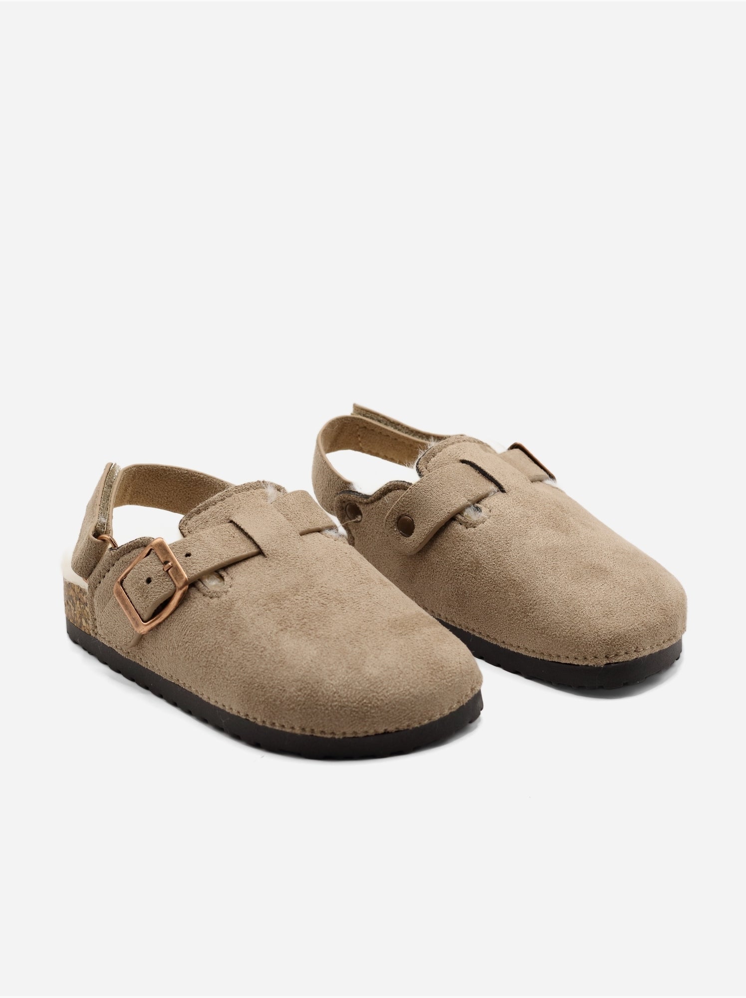 Mules fourrées - Taupe