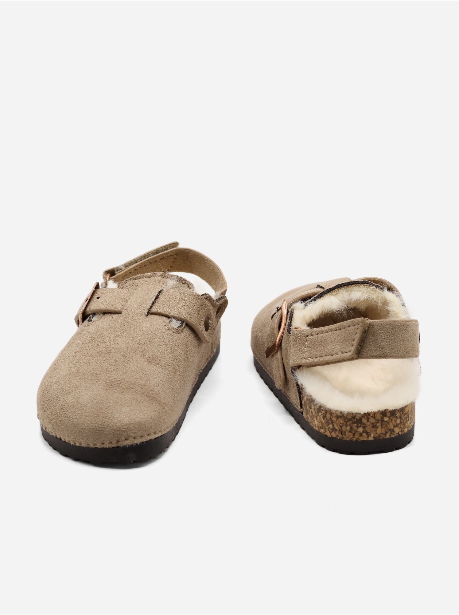 Mules fourrées - Taupe