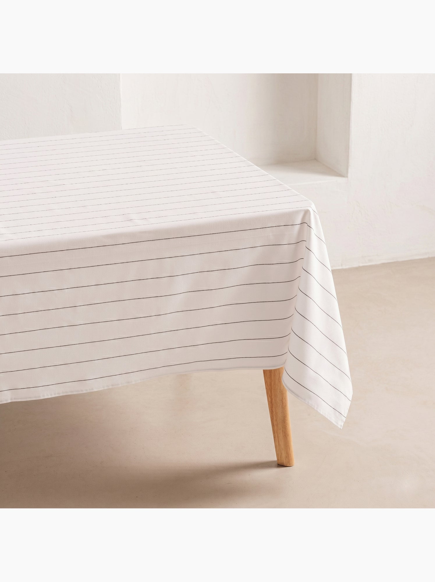 Nappe en coton à rayures, fil teint en relief - Gamusi. - Blanc