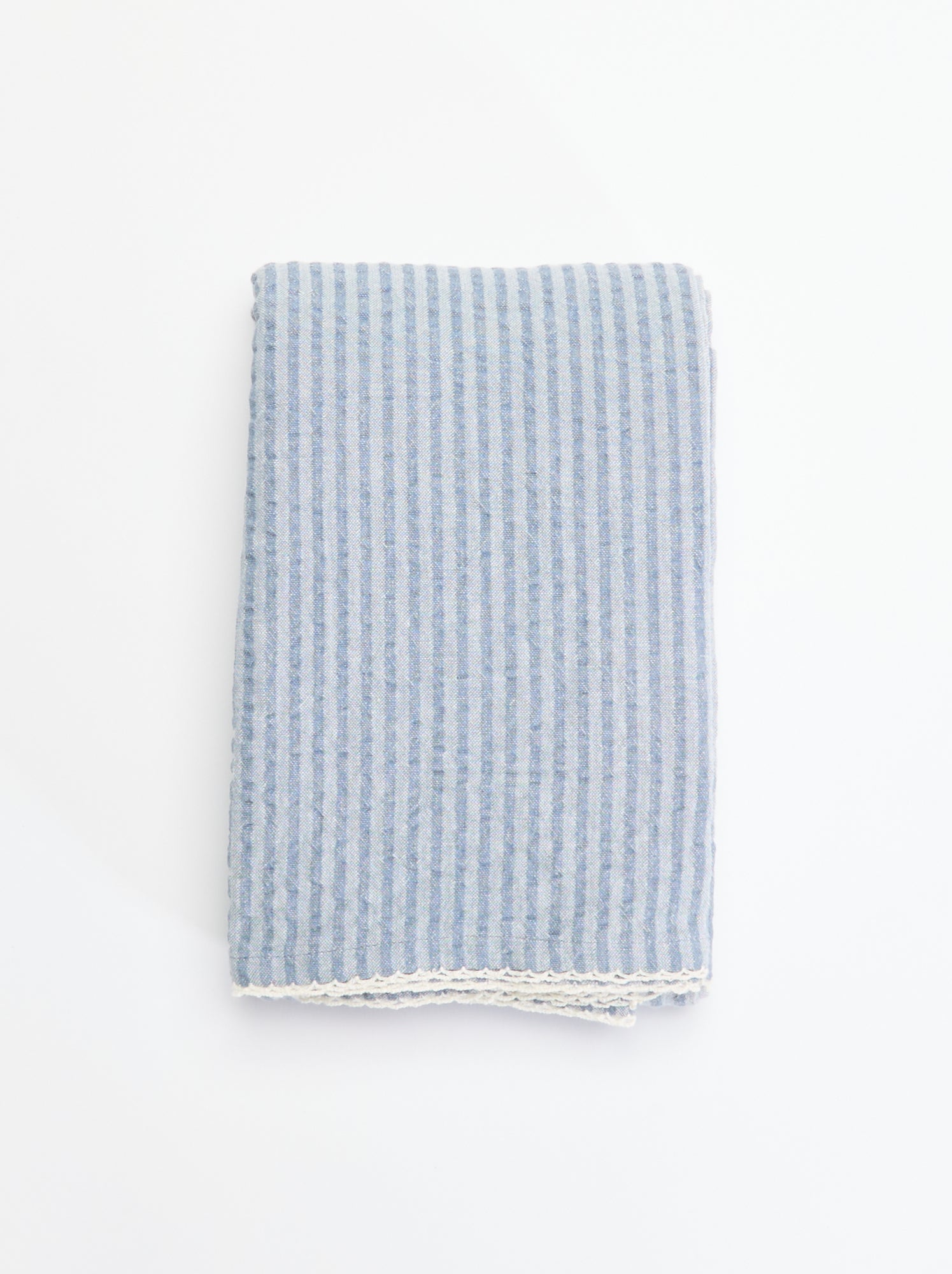 Nappe en tissu gaufré en seersucker - Bleu
