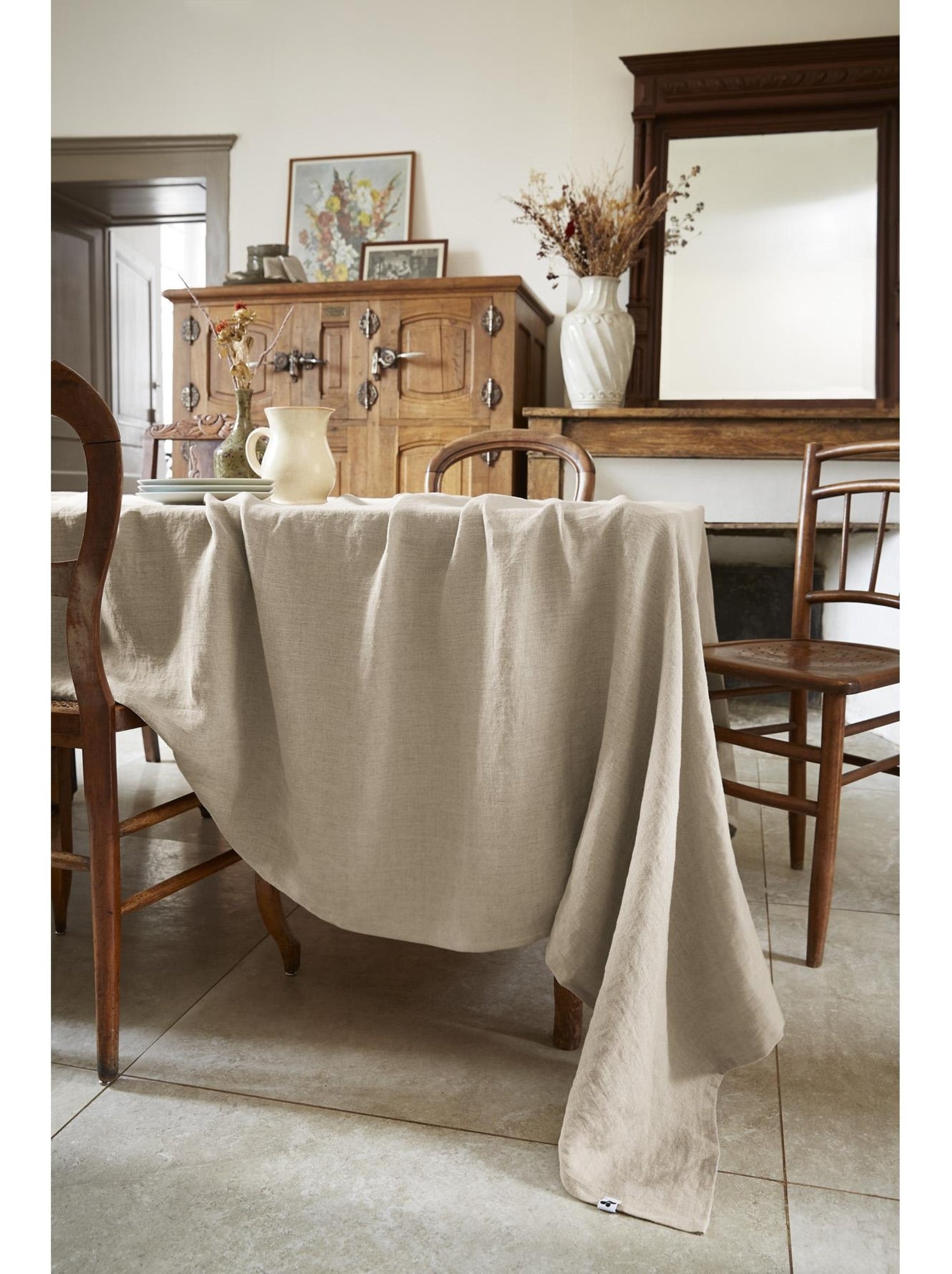 Nappe rectangle – lin lavé français luxe - soline - Beige naturel