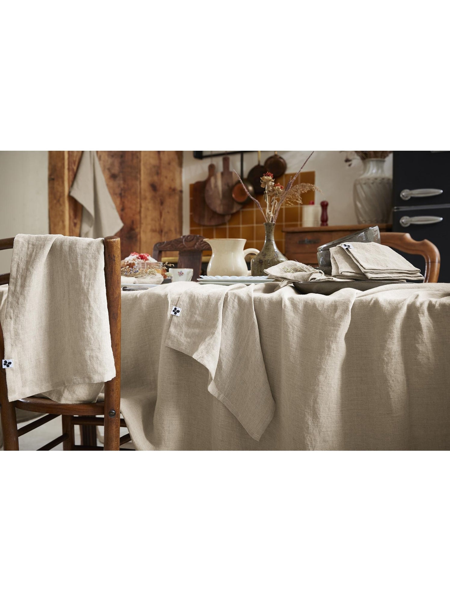 Nappe rectangle – lin lavé français luxe - soline - Beige naturel