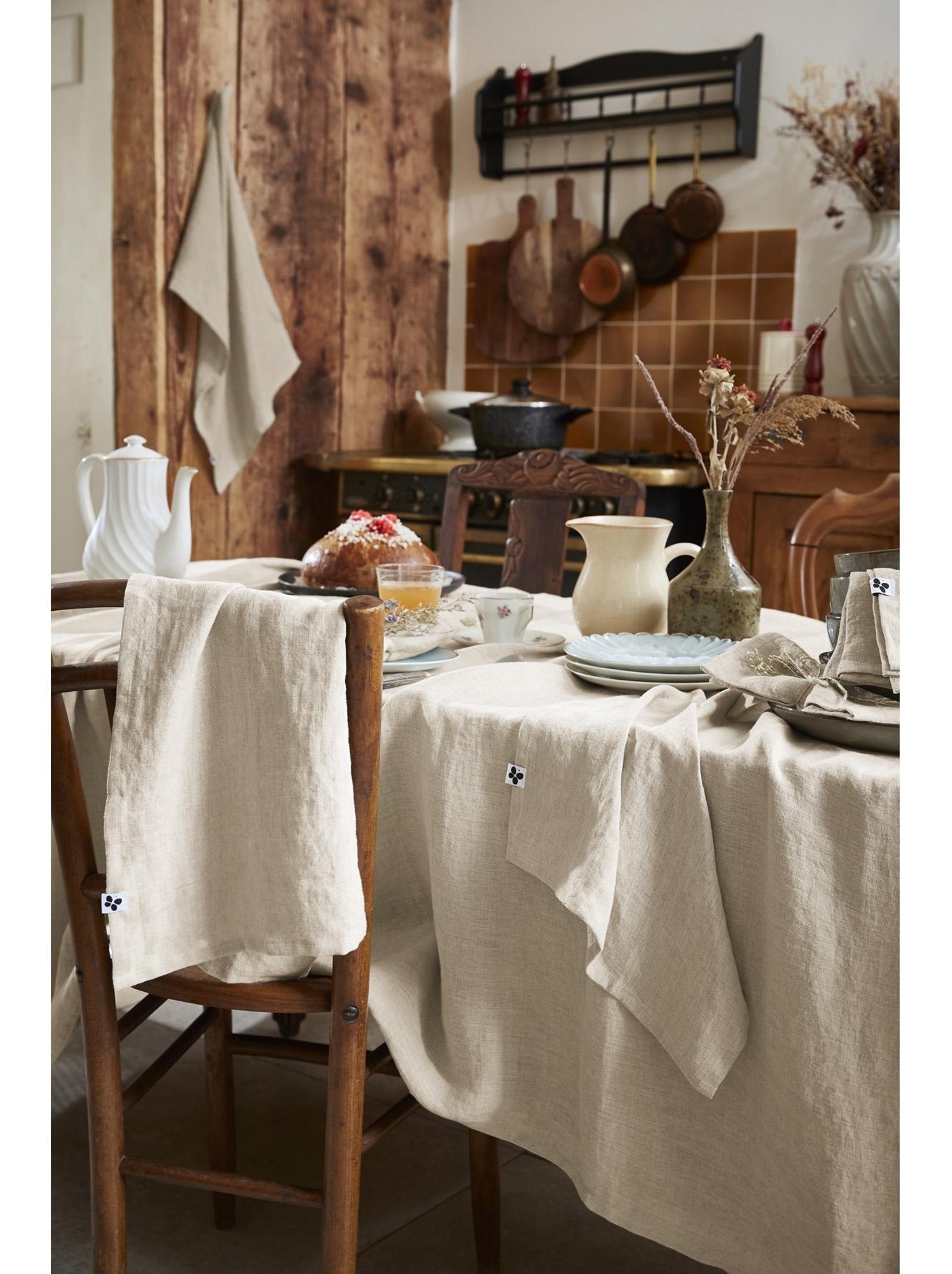 Nappe rectangle – lin lavé français luxe - soline - Beige naturel