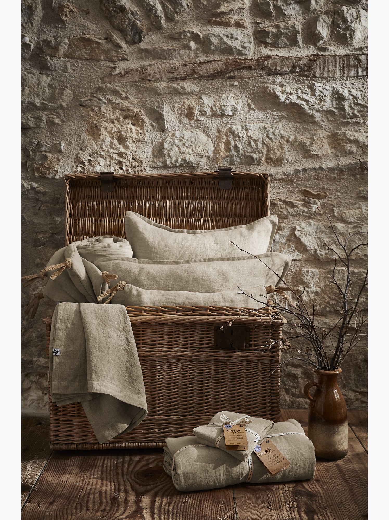 Nappe rectangle – lin lavé français luxe - soline - Beige naturel