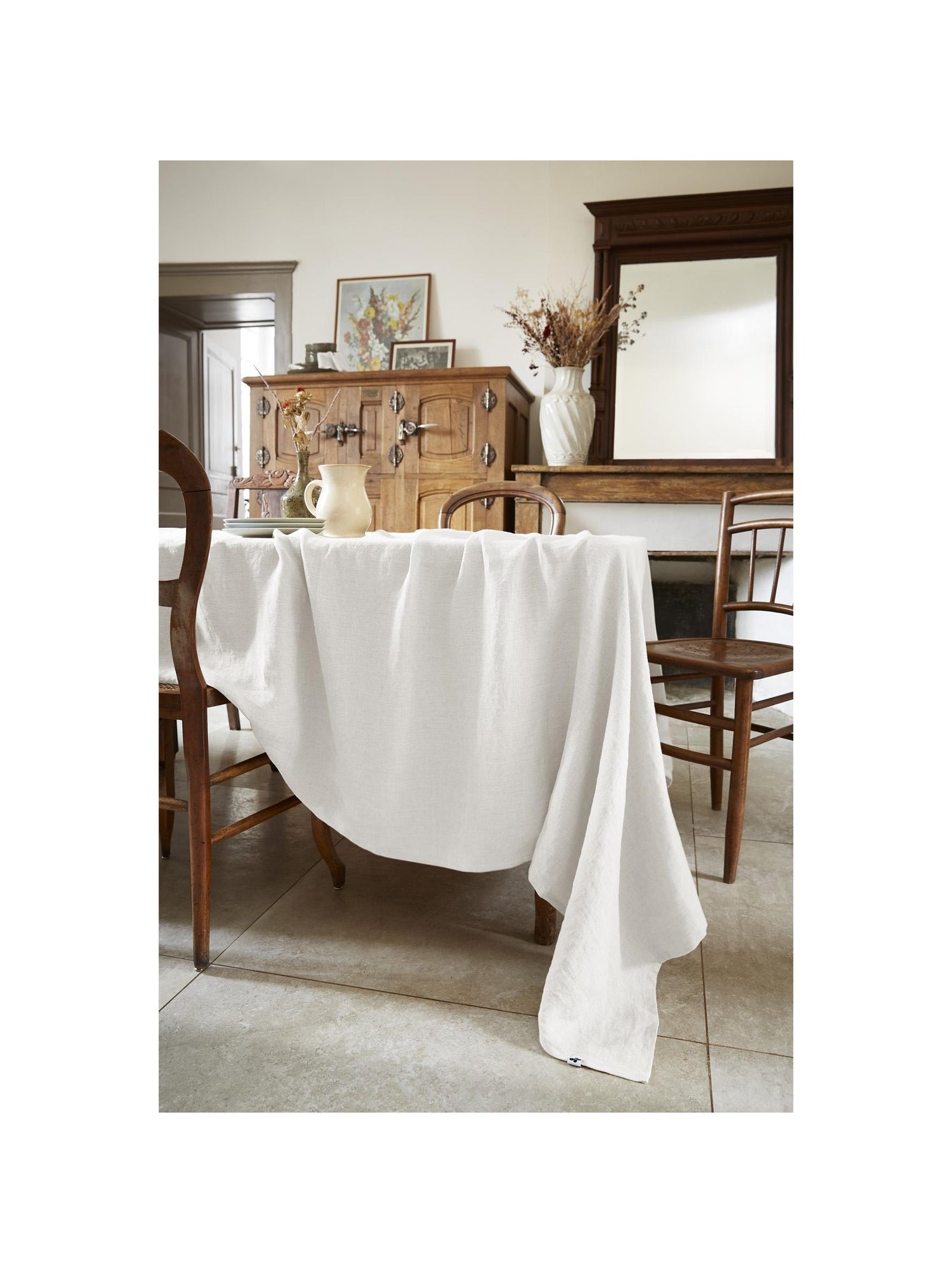 Nappe rectangle – lin lavé français luxe - soline - Blanc