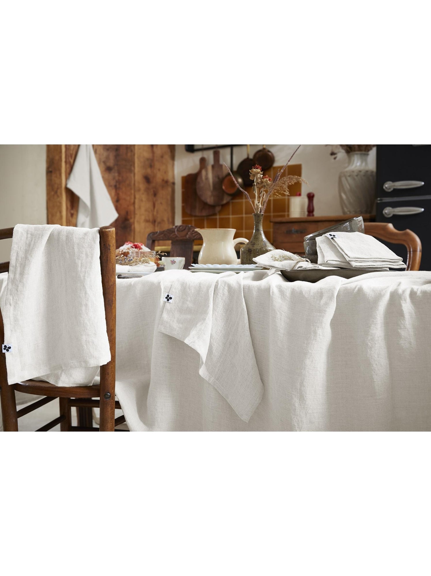 Nappe rectangle – lin lavé français luxe - soline - Blanc
