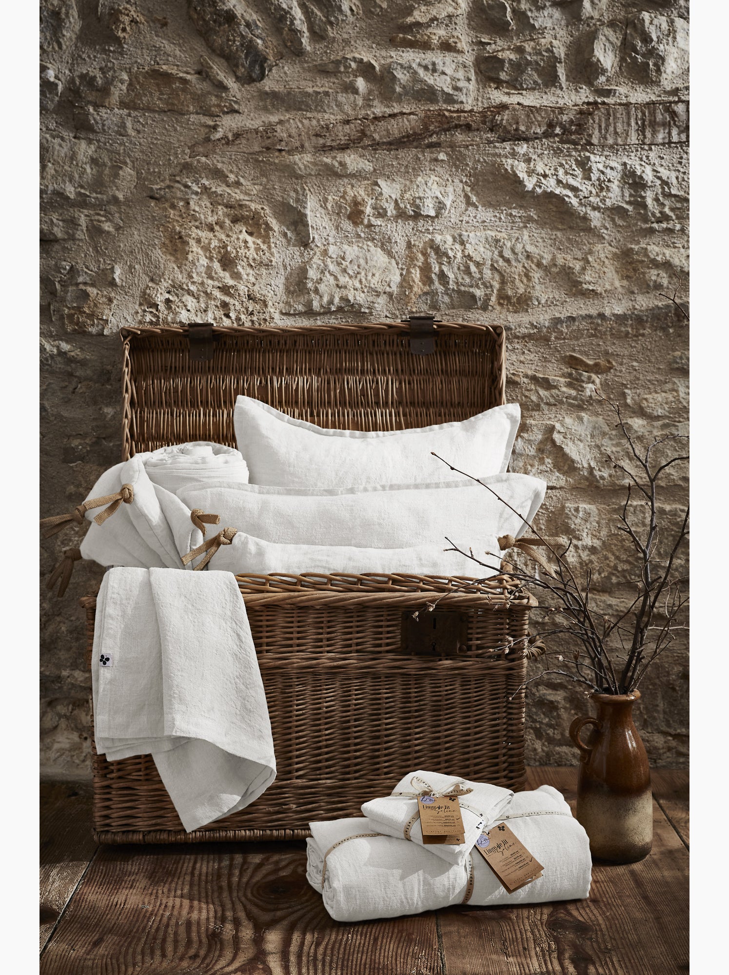 Nappe rectangle – lin lavé français luxe - soline - Blanc