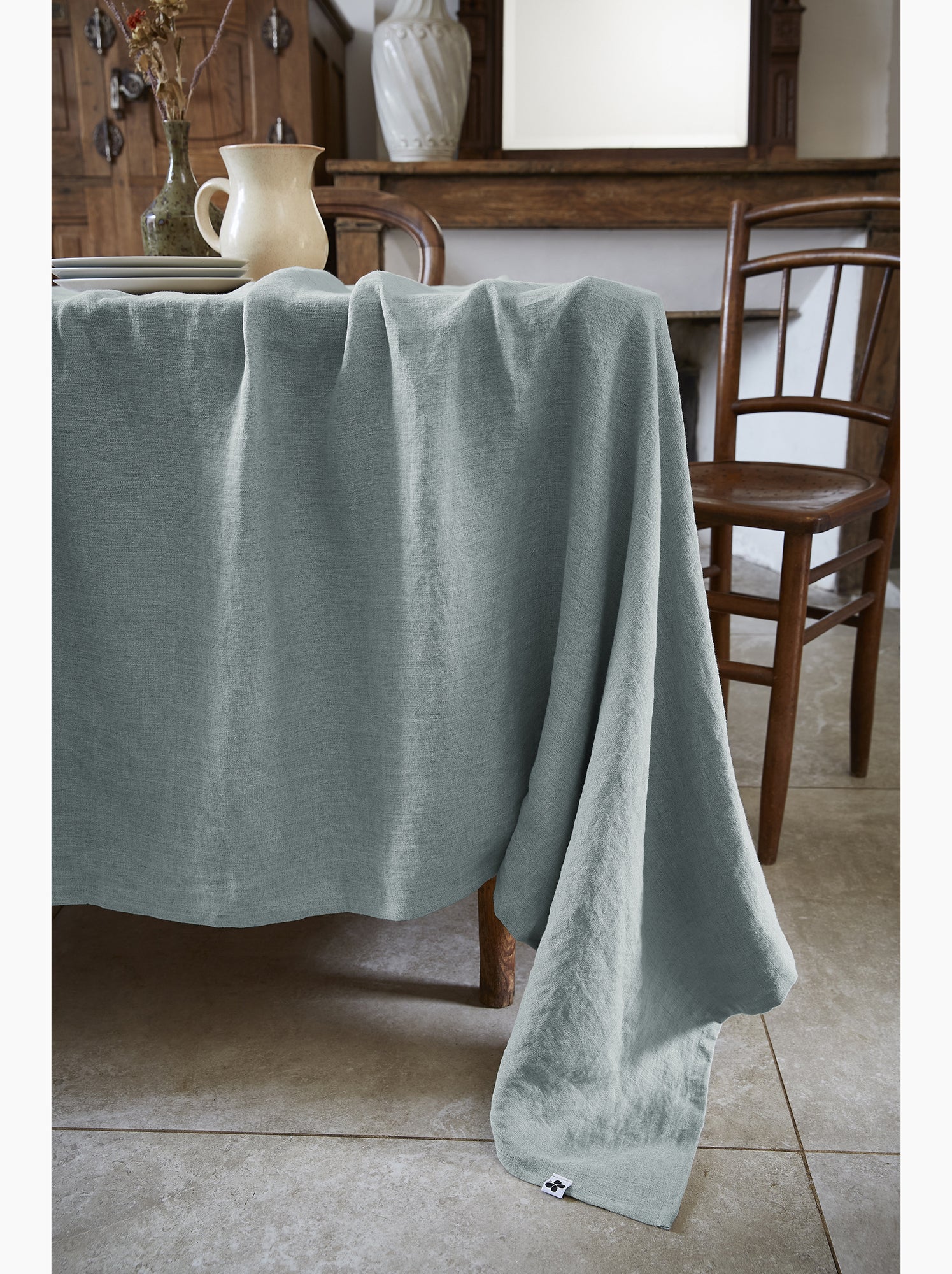 Nappe rectangle – lin lavé français luxe - soline - Bleu