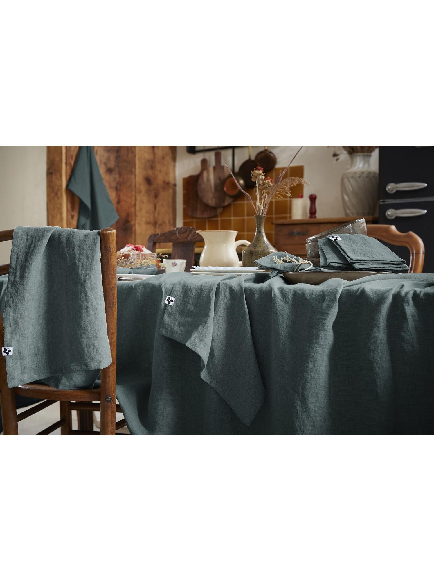 Nappe rectangle – lin lavé français luxe - soline - Gris foncé