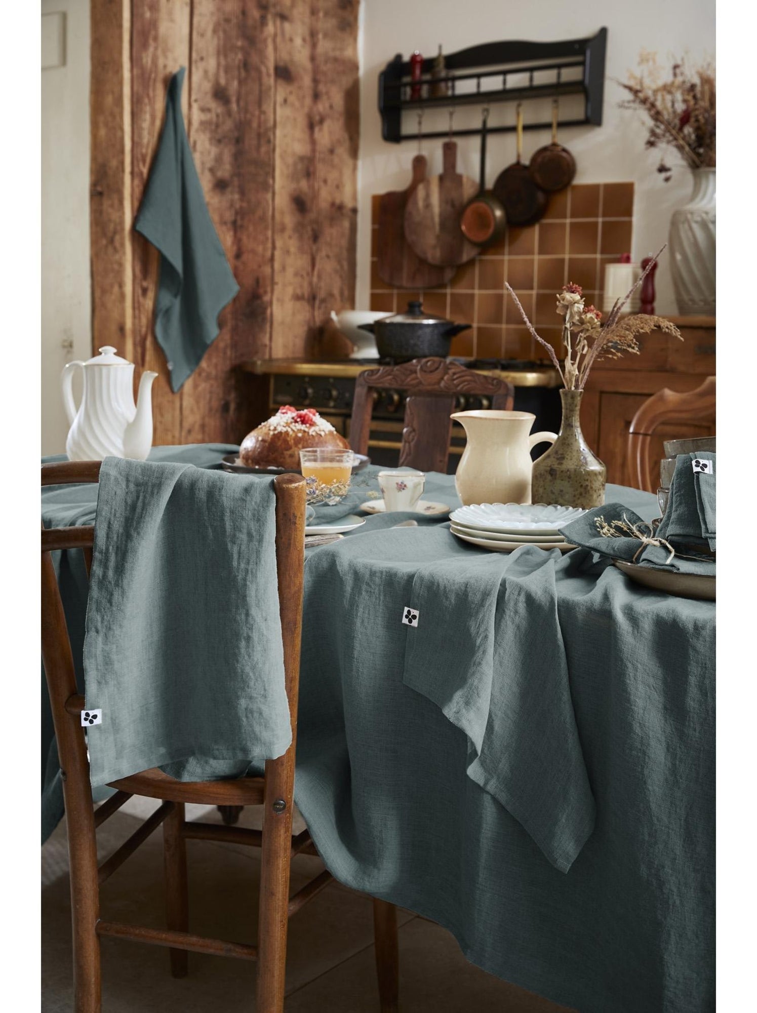 Nappe rectangle – lin lavé français luxe - soline - Gris foncé
