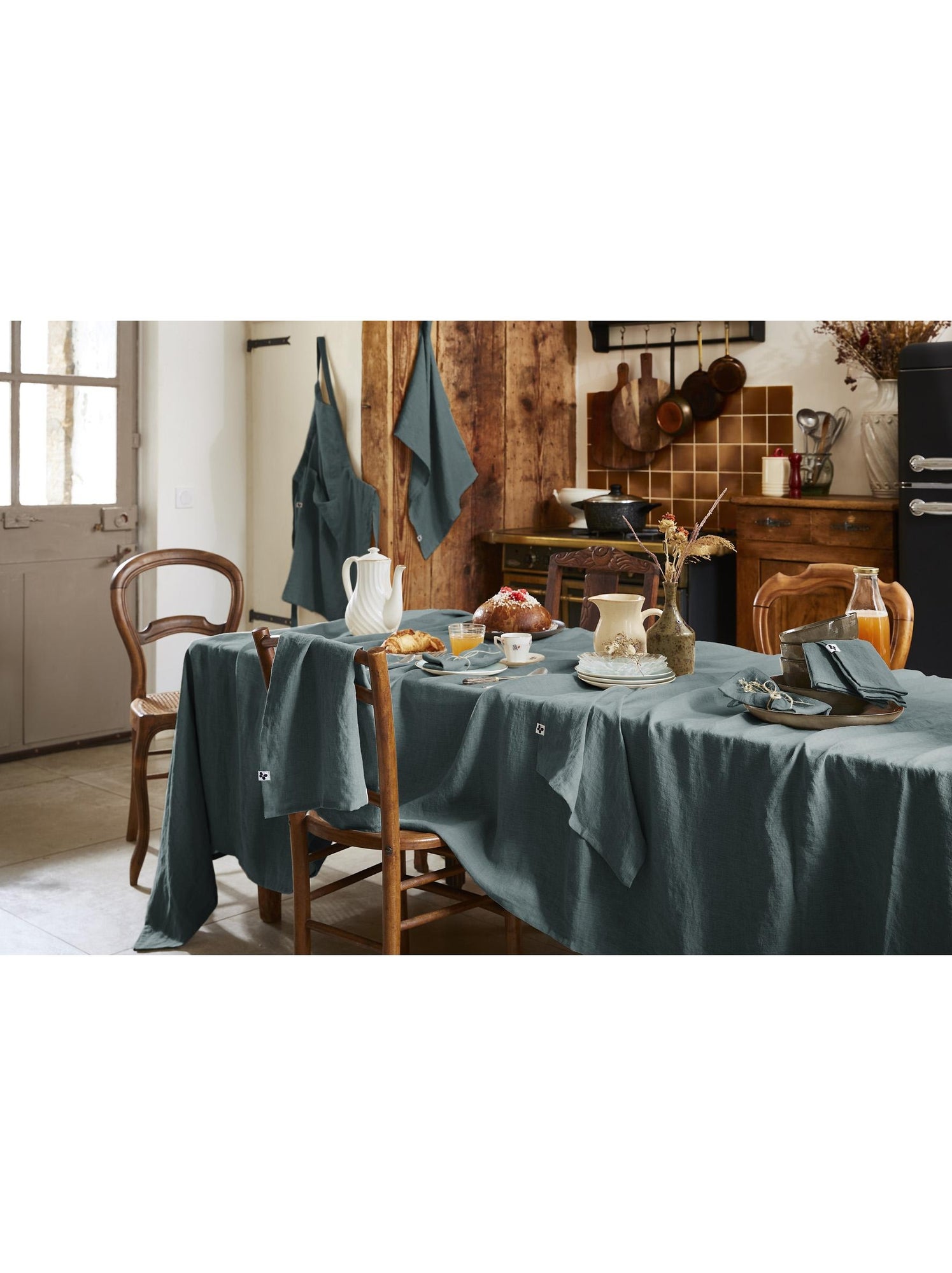 Nappe rectangle – lin lavé français luxe - soline - Gris foncé