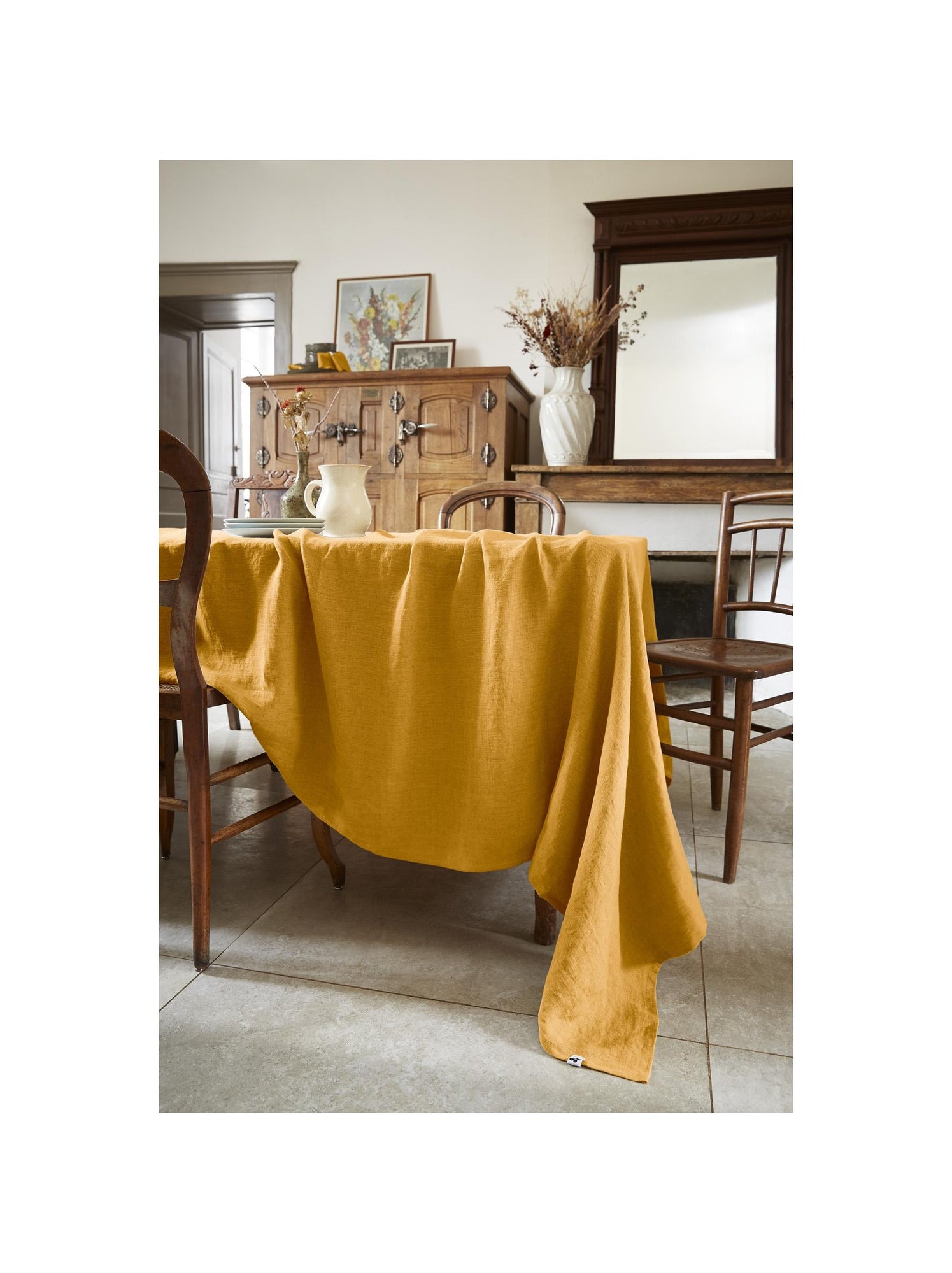 Nappe rectangle – lin lavé français luxe - soline - Jaune