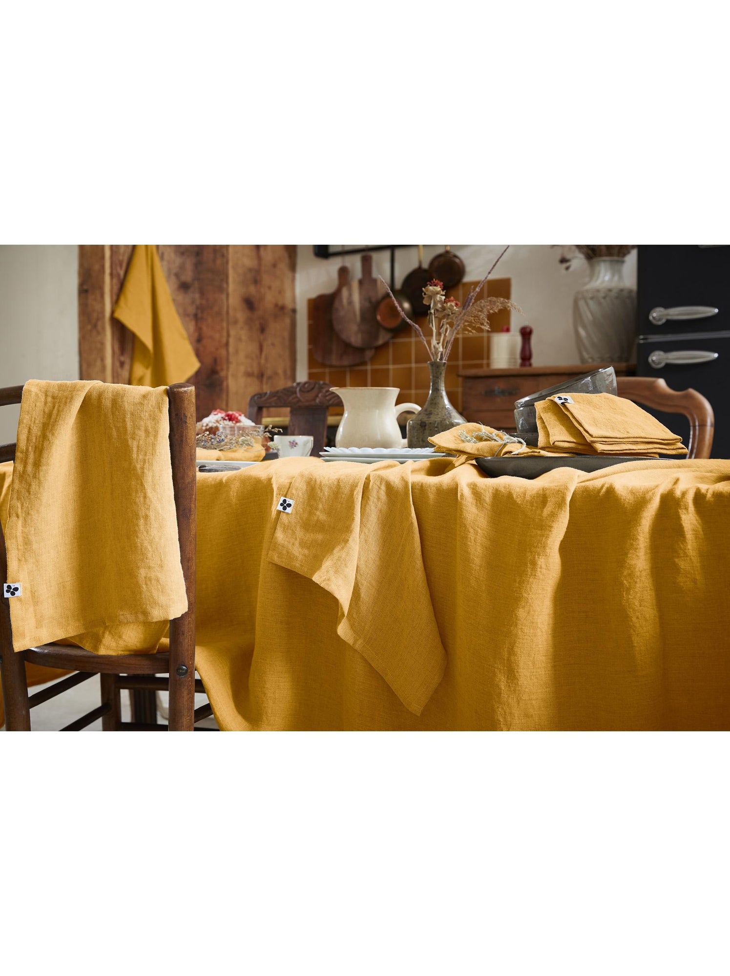 Nappe rectangle – lin lavé français luxe - soline - Jaune