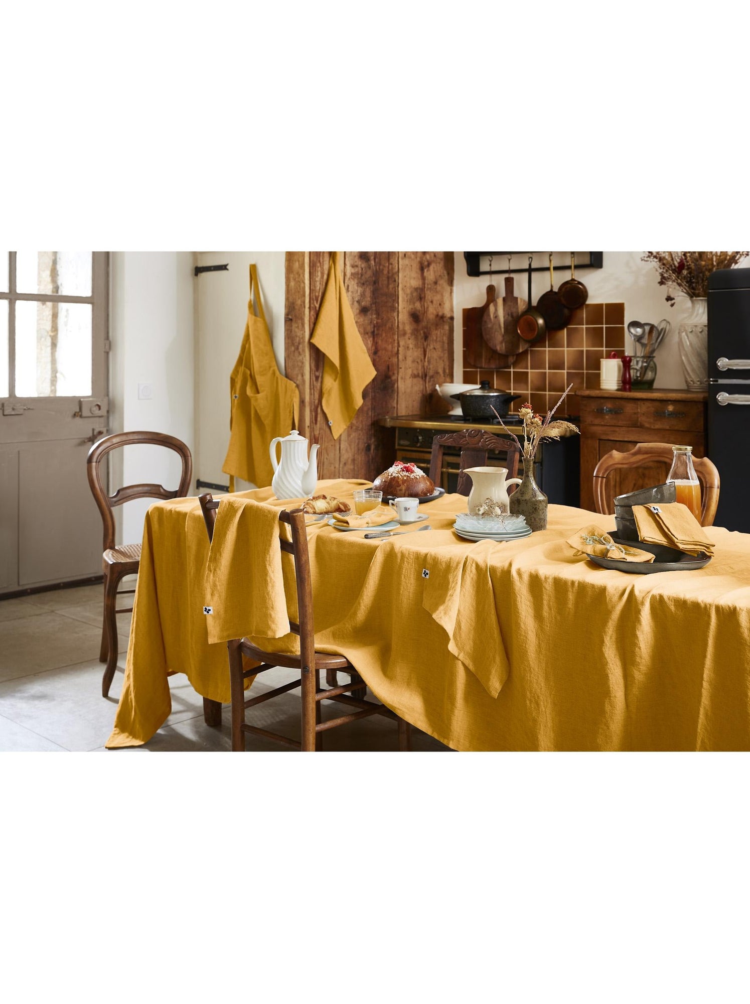 Nappe rectangle – lin lavé français luxe - soline - Jaune