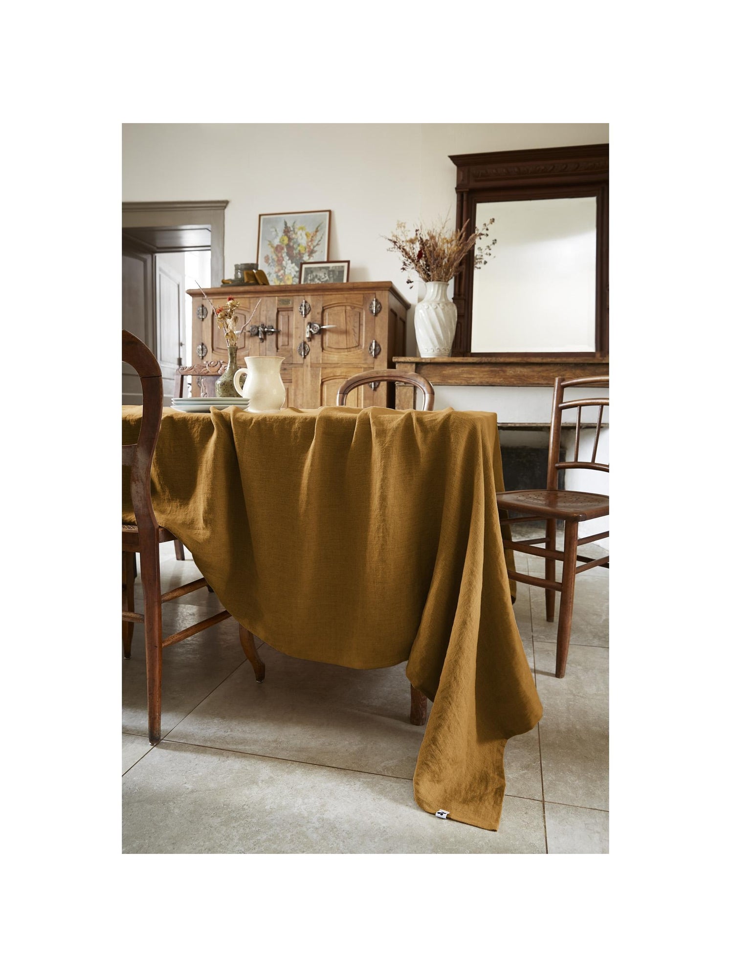 Nappe rectangle – lin lavé français luxe - soline - Marron