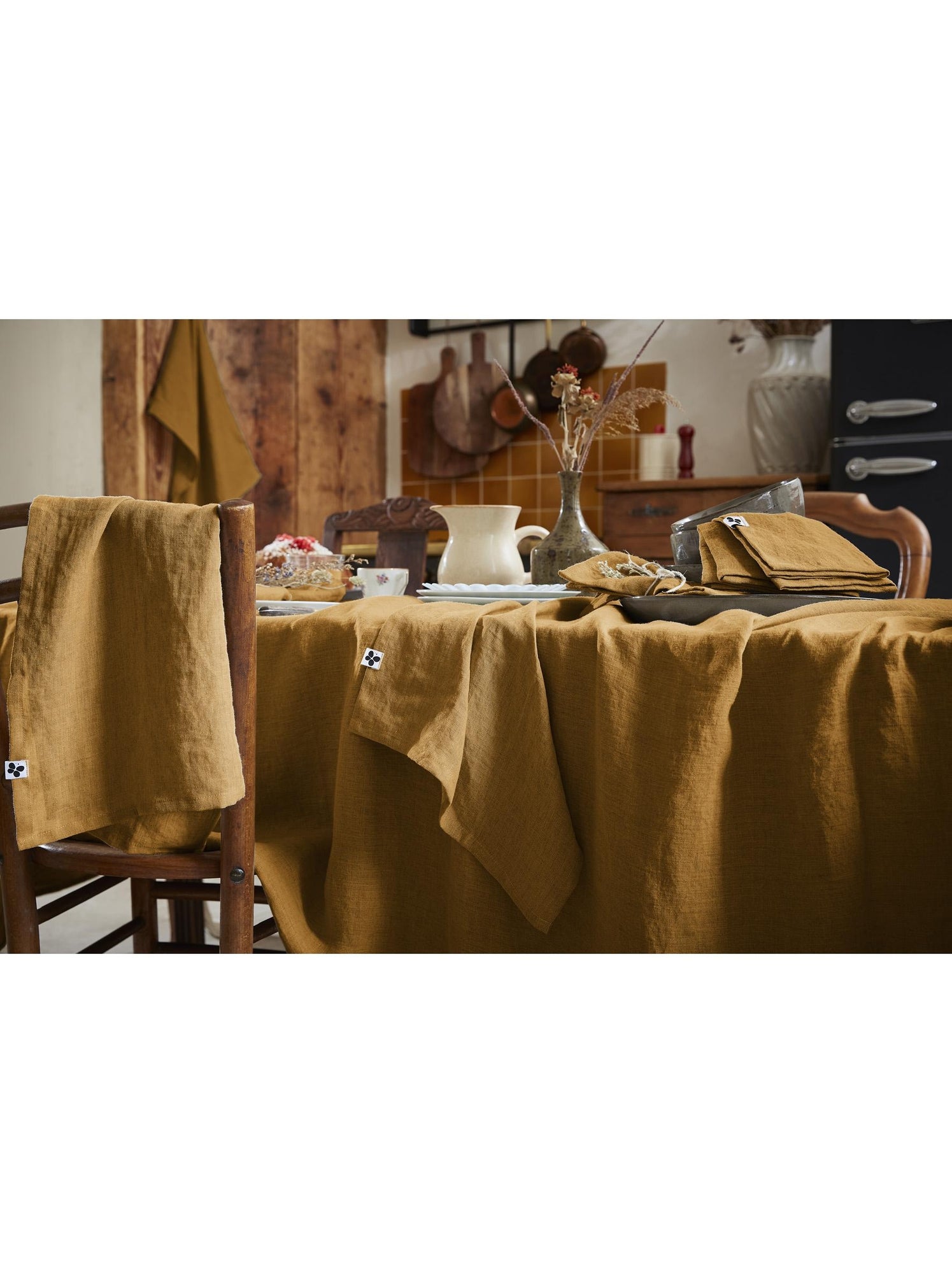 Nappe rectangle – lin lavé français luxe - soline - Marron