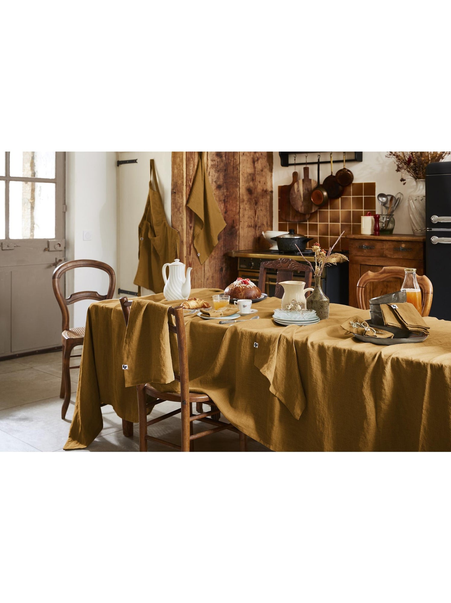 Nappe rectangle – lin lavé français luxe - soline - Marron