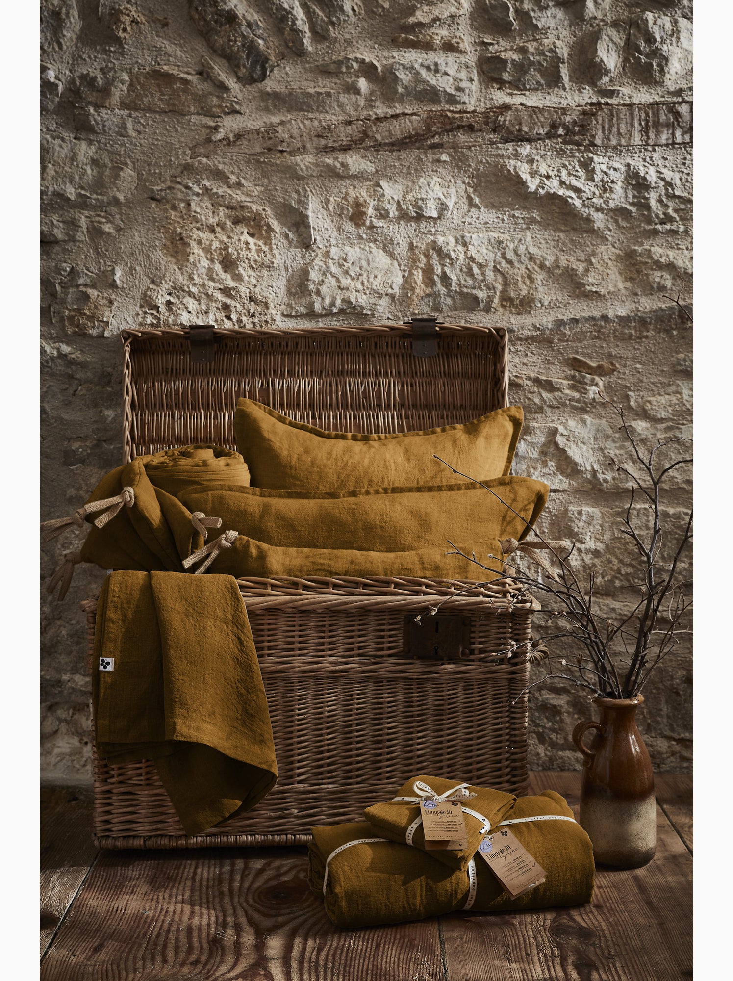 Nappe rectangle – lin lavé français luxe - soline - Marron