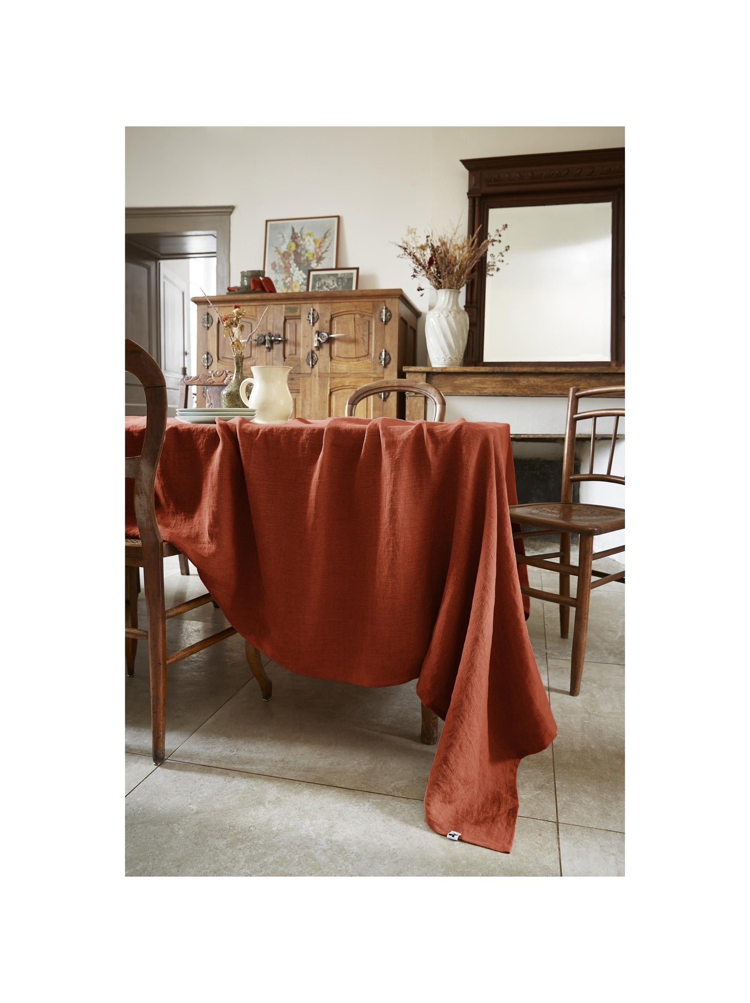 Nappe rectangle – lin lavé français luxe - soline - Orange