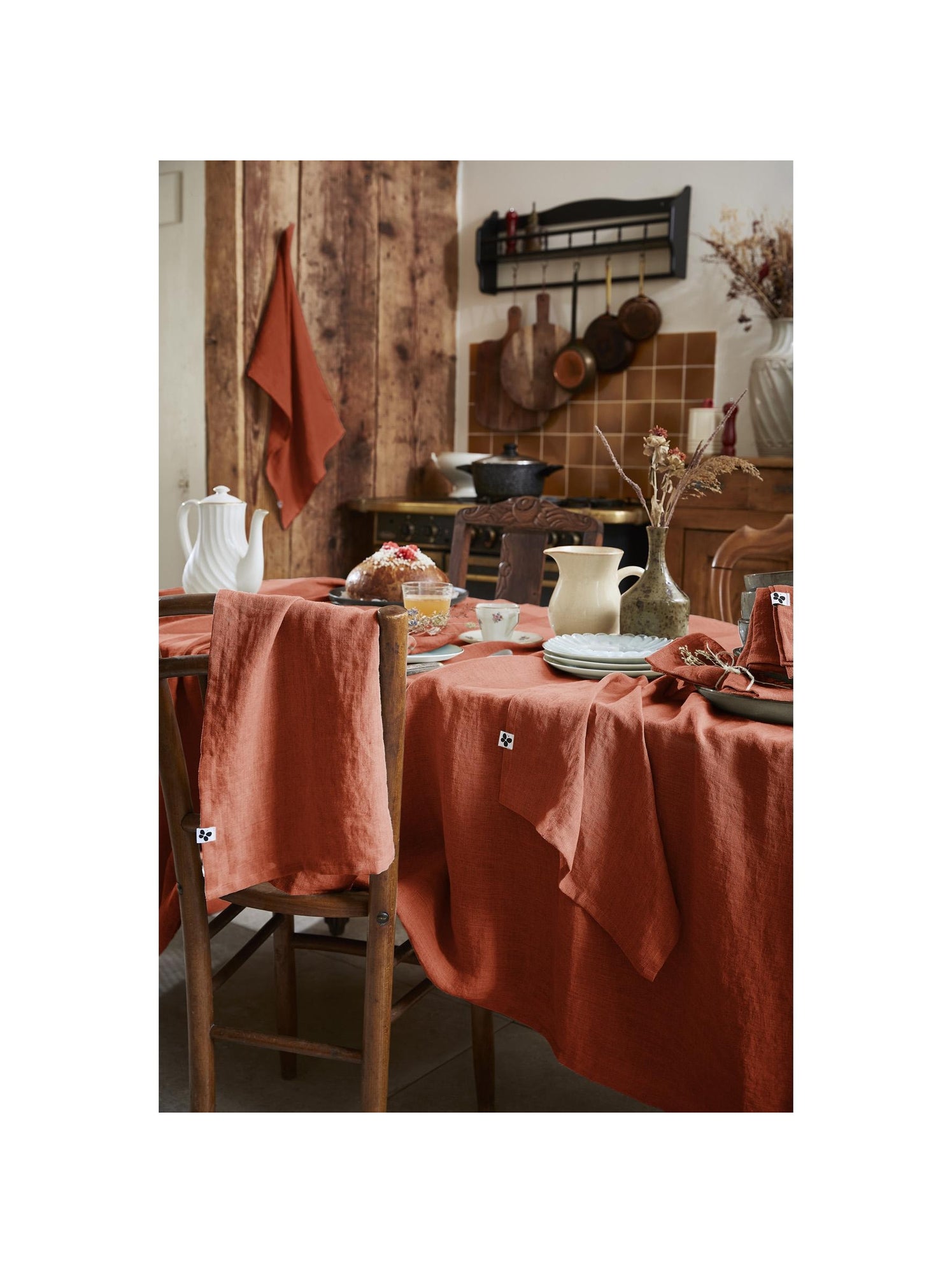 Nappe rectangle – lin lavé français luxe - soline - Orange
