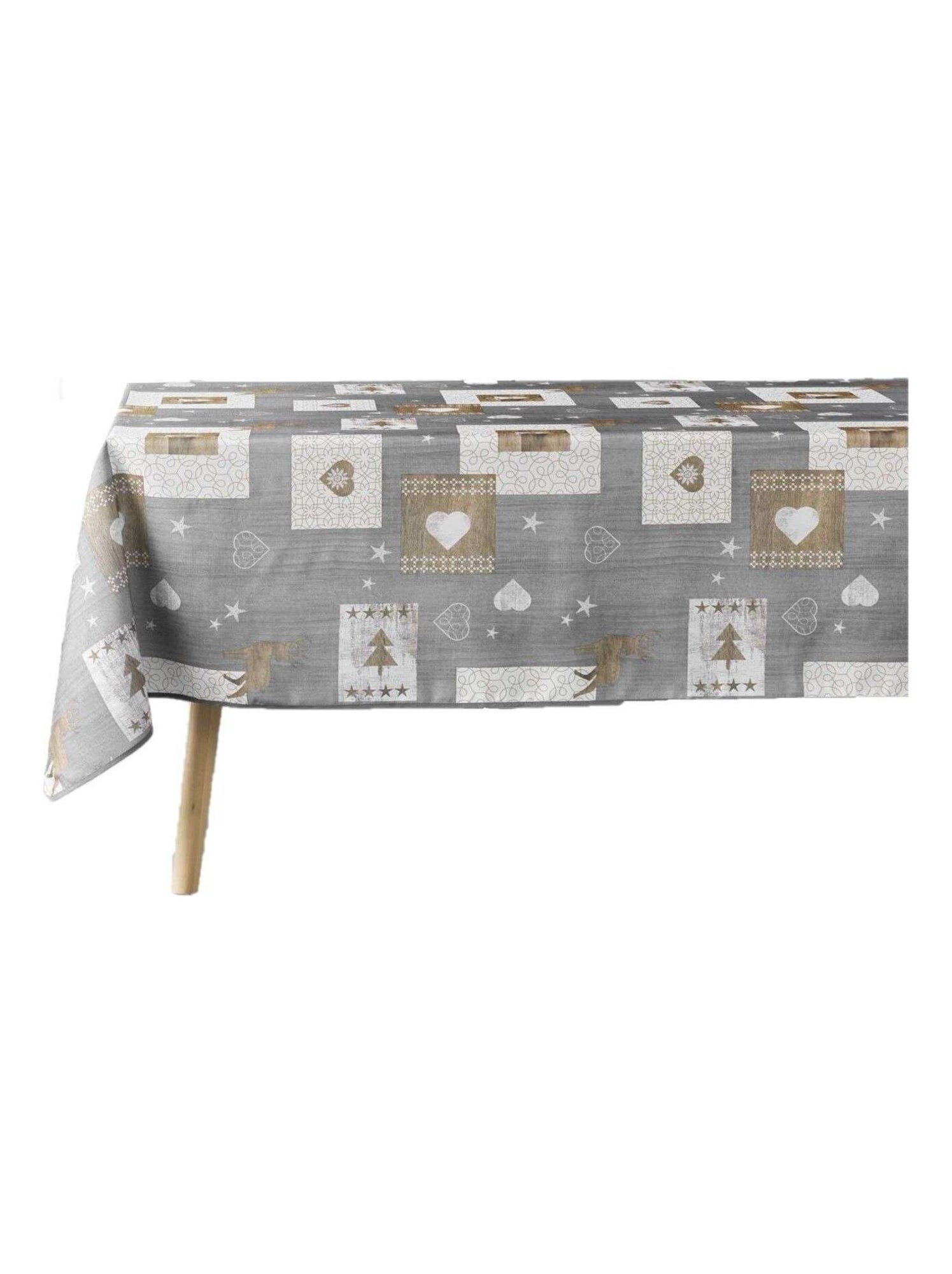 Nappe rectangulaire antitache et infroissable CŒURS - Gris