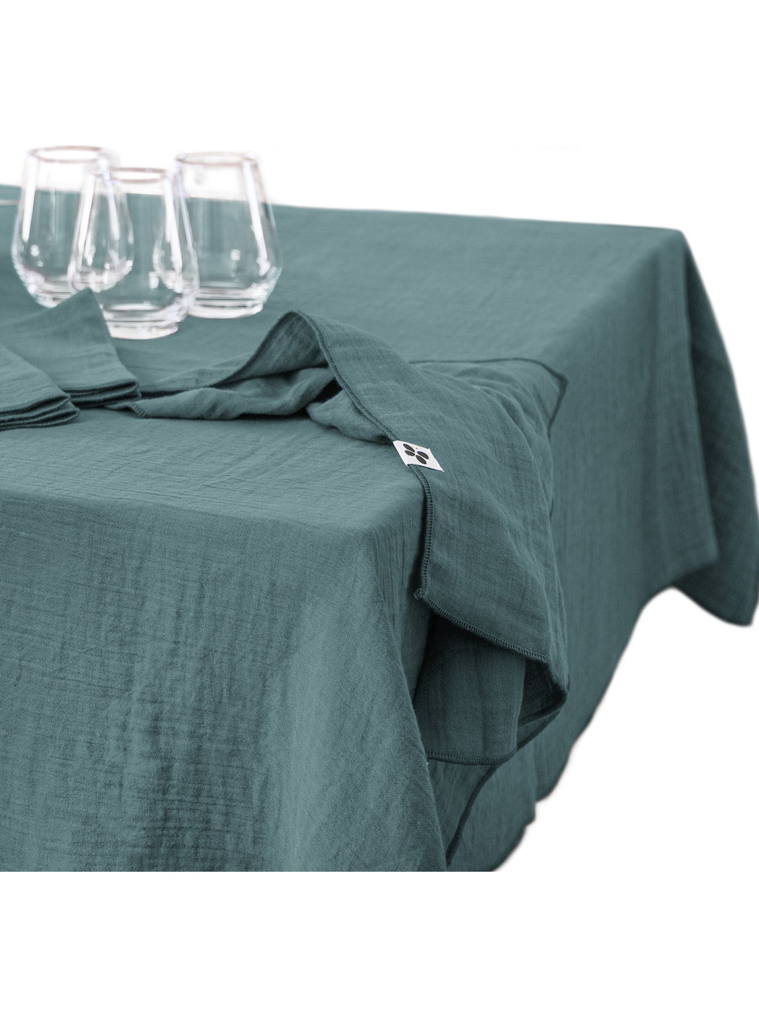 Nappe rectangulaire – double gaze de coton – gaïa - Bleu canard