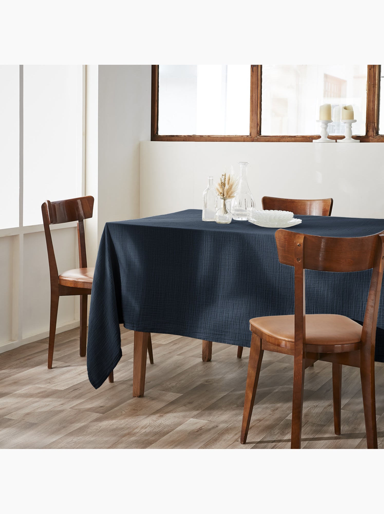 Nappe rectangulaire – double gaze de coton – gaïa - Bleu foncé