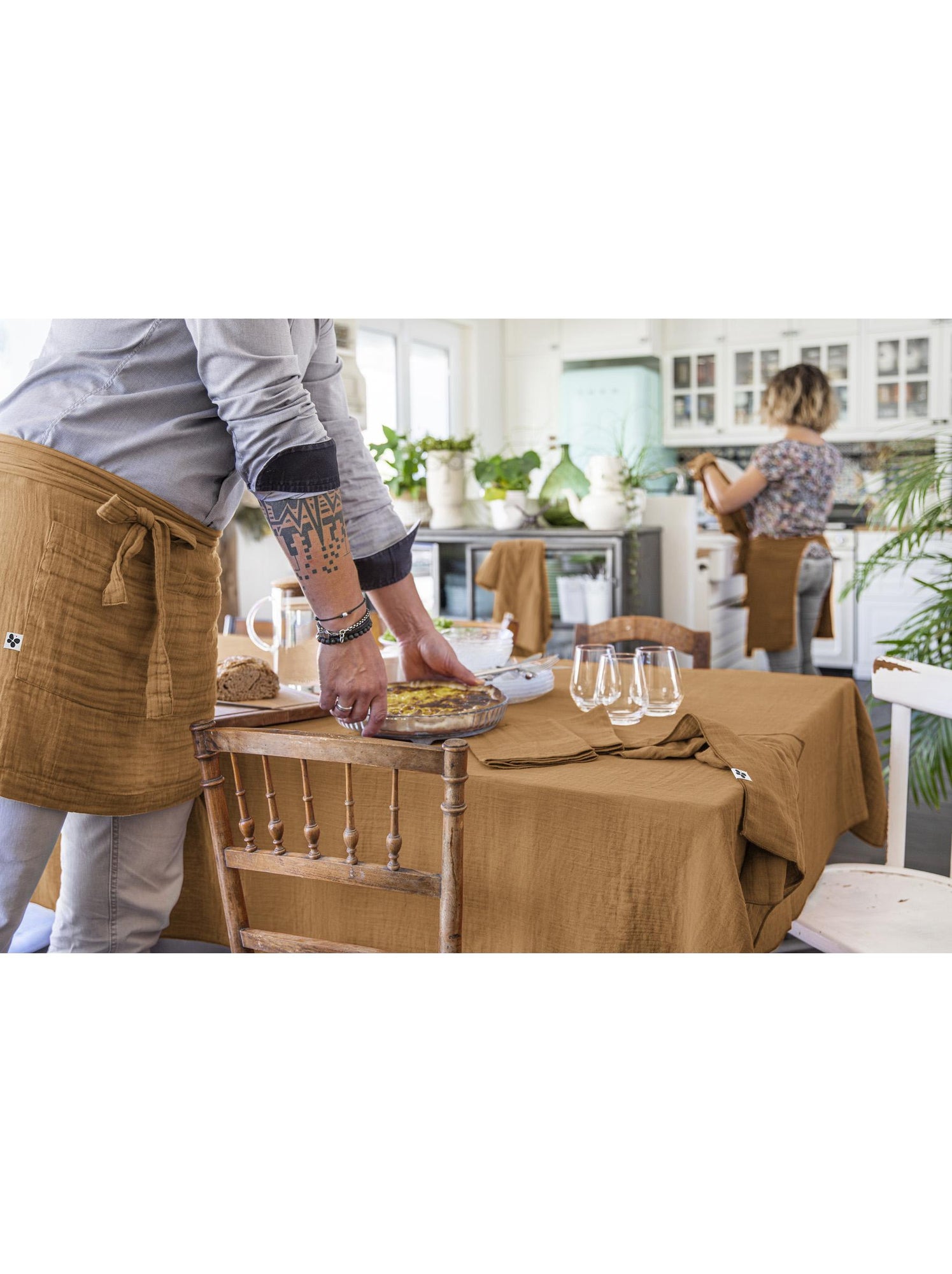 Nappe rectangulaire – double gaze de coton – gaïa - Camel