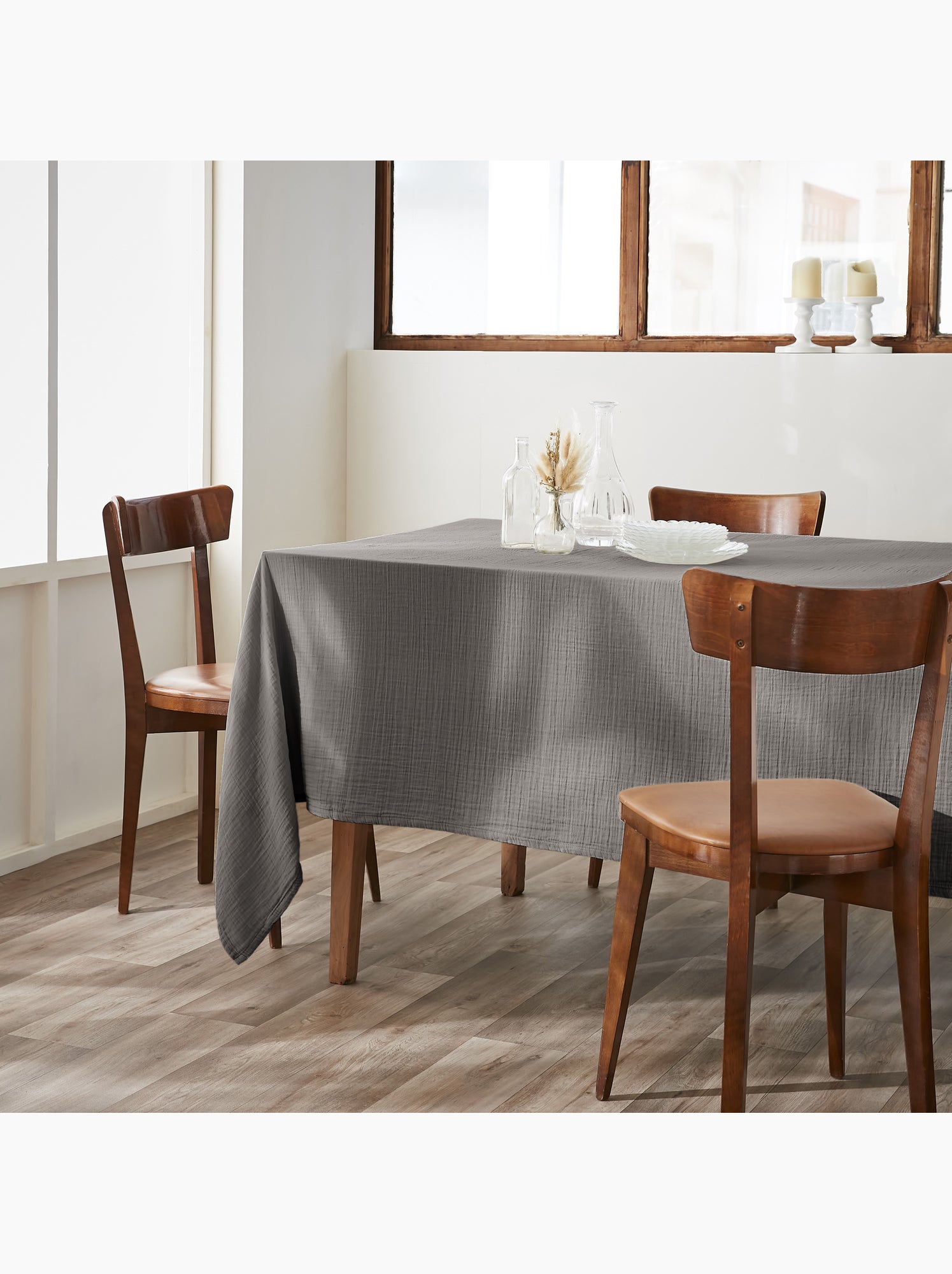 Nappe rectangulaire – double gaze de coton – gaïa - Gris Granit