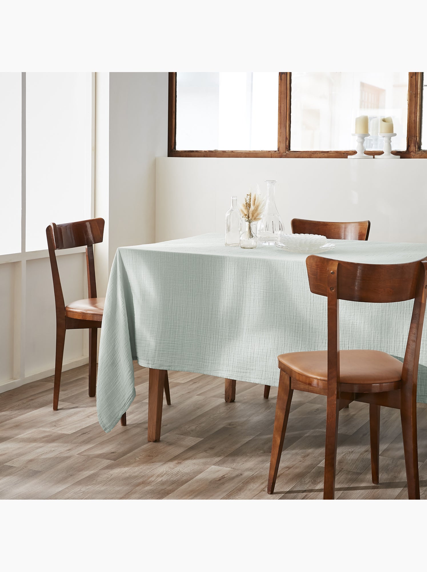 Nappe rectangulaire – double gaze de coton – gaïa - Vert eucalyptus