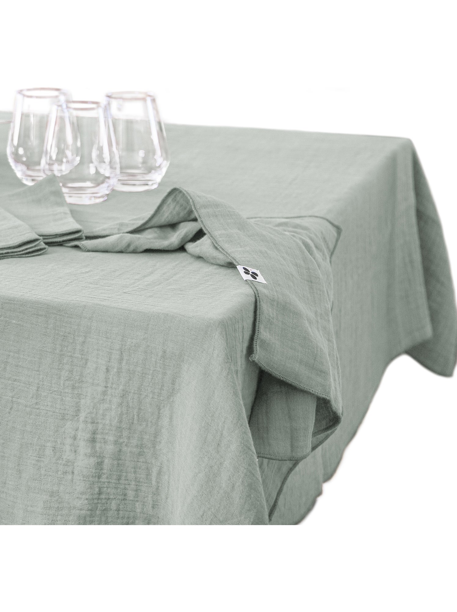Nappe rectangulaire – double gaze de coton – gaïa - Vert eucalyptus