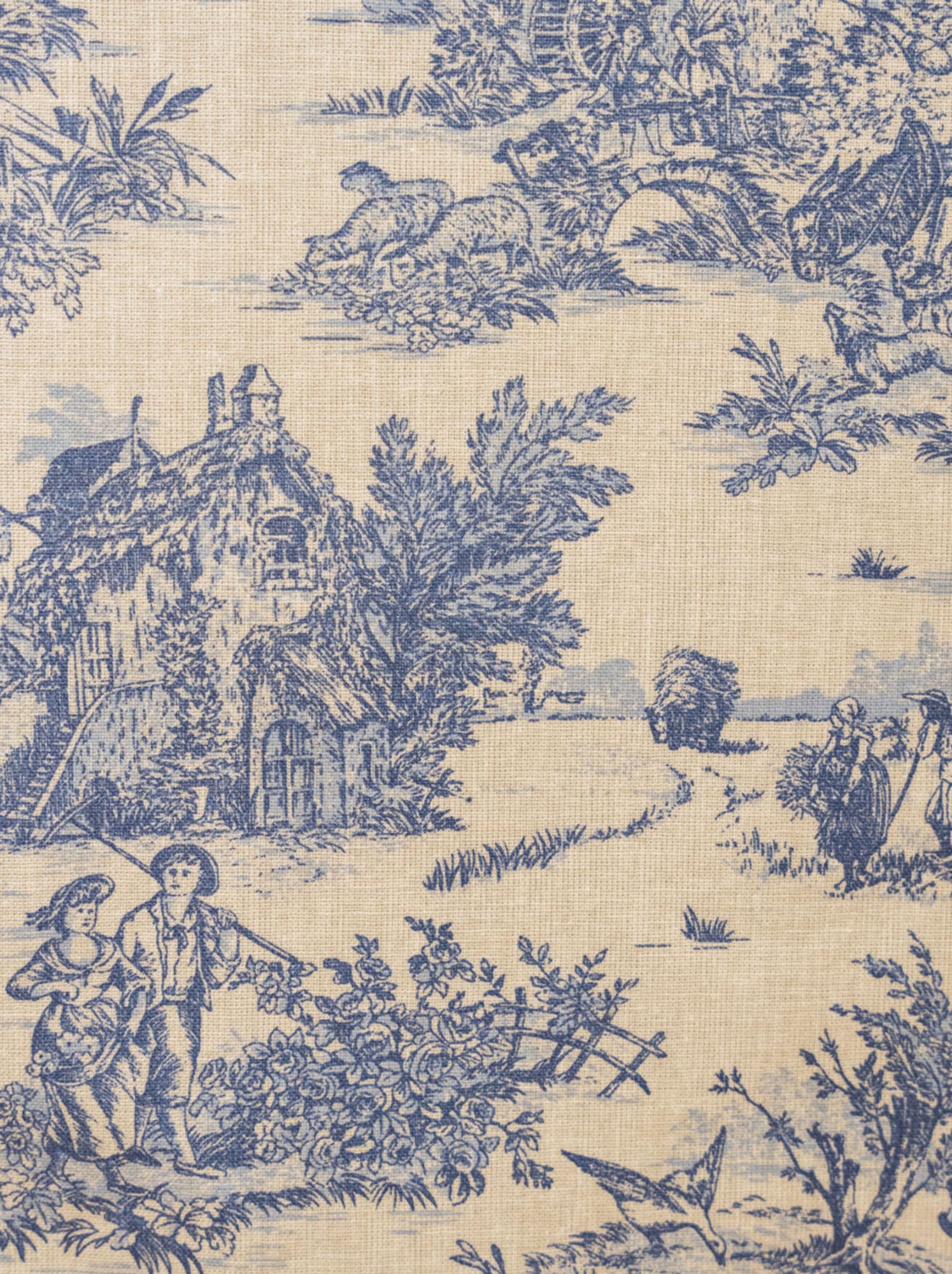 Nappe toile de jouy rectangulaire plastifiée - Bleu