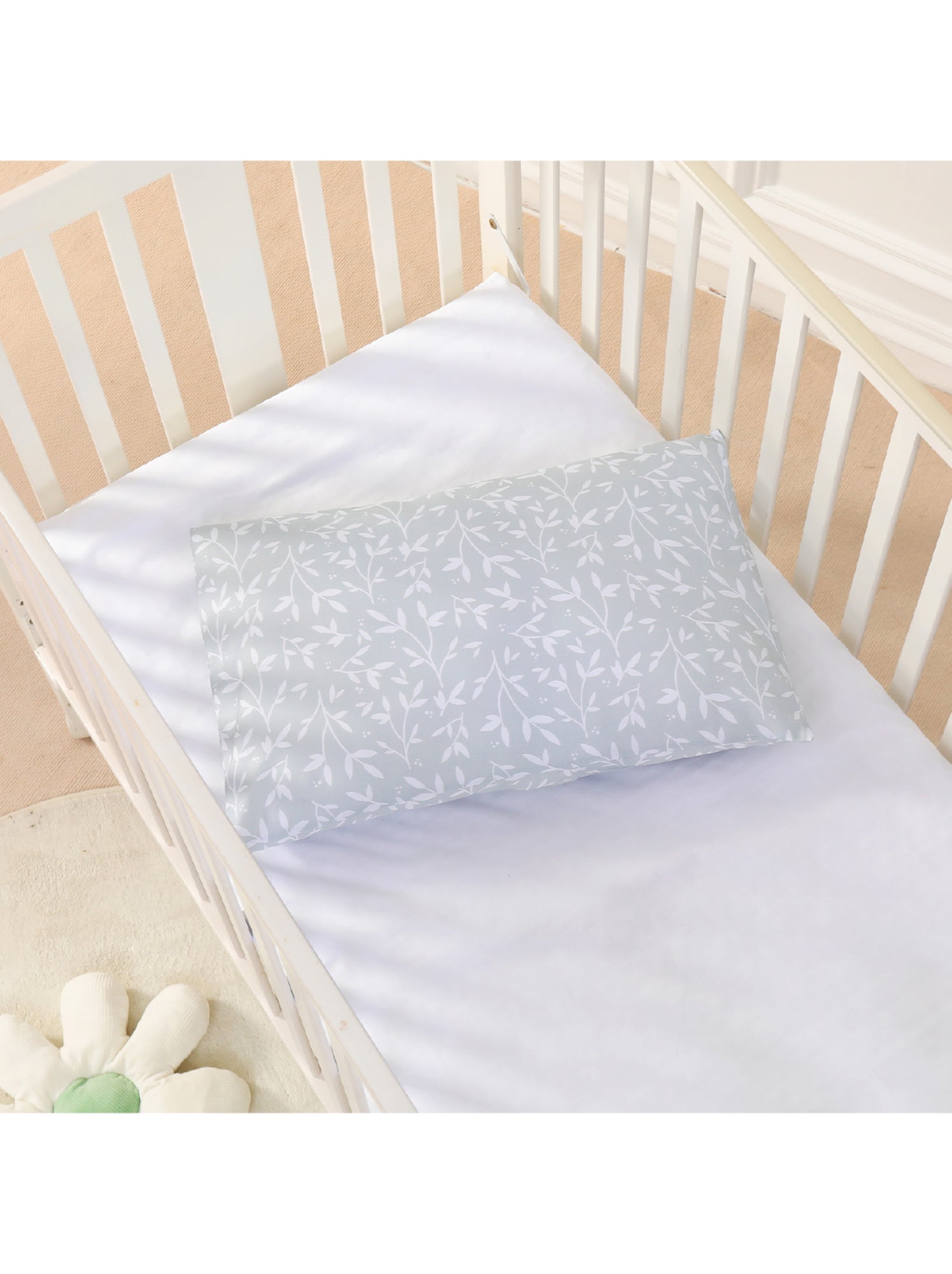 Oreiller avec taie inclus - Coton OEKO-TEX | SUPERBE BEBE - Blanc Vert