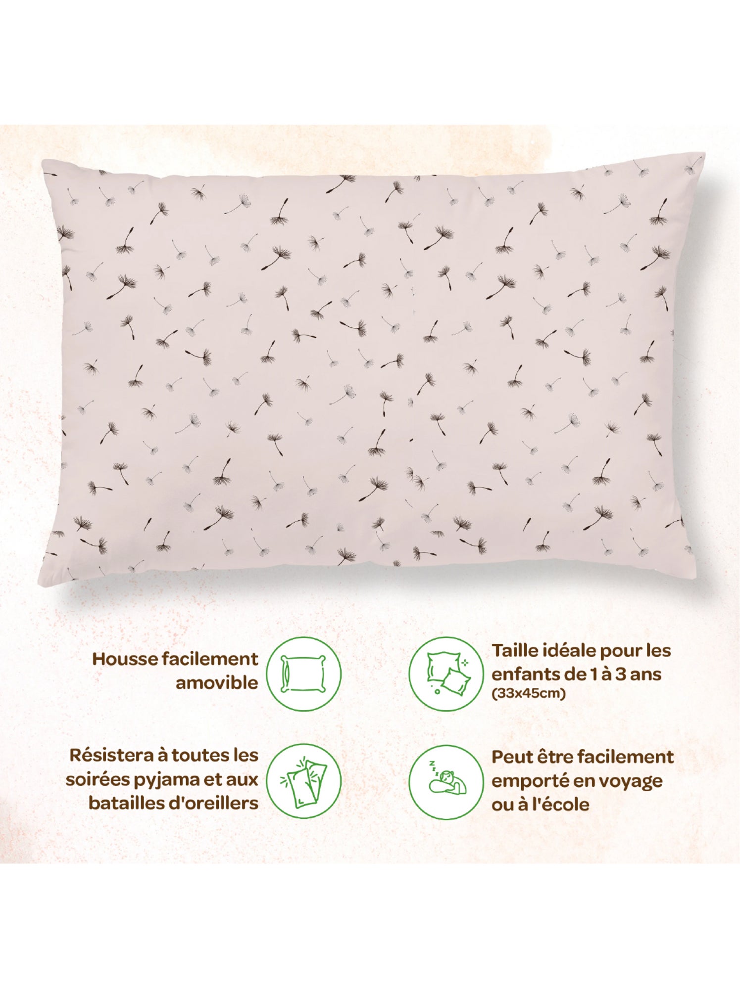Oreiller avec taie inclus - Coton OEKO-TEX | SUPERBE BEBE - Bleu Bordeaux Blanc
