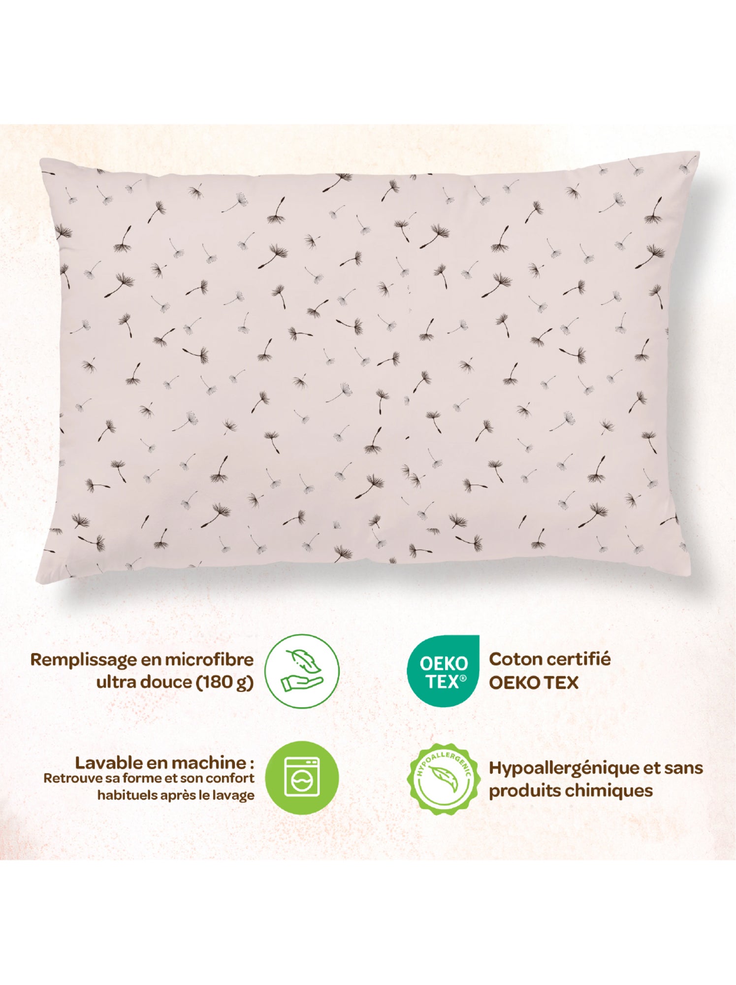 Oreiller avec taie inclus - Coton OEKO-TEX | SUPERBE BEBE - Bleu Bordeaux Blanc